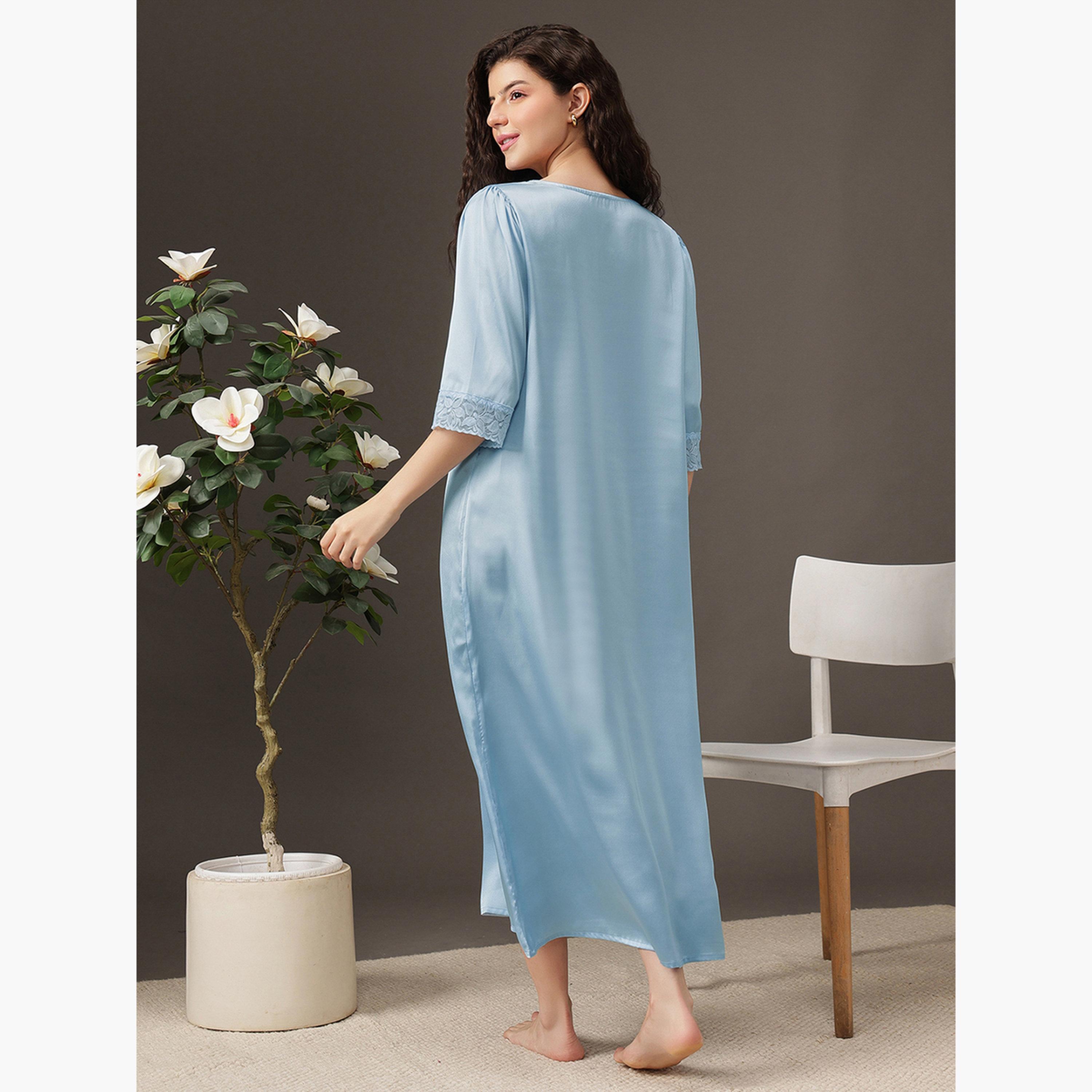 Clovia Satin Lace Detail Nightdress-women-clothing-nightwear-nighties-image-4