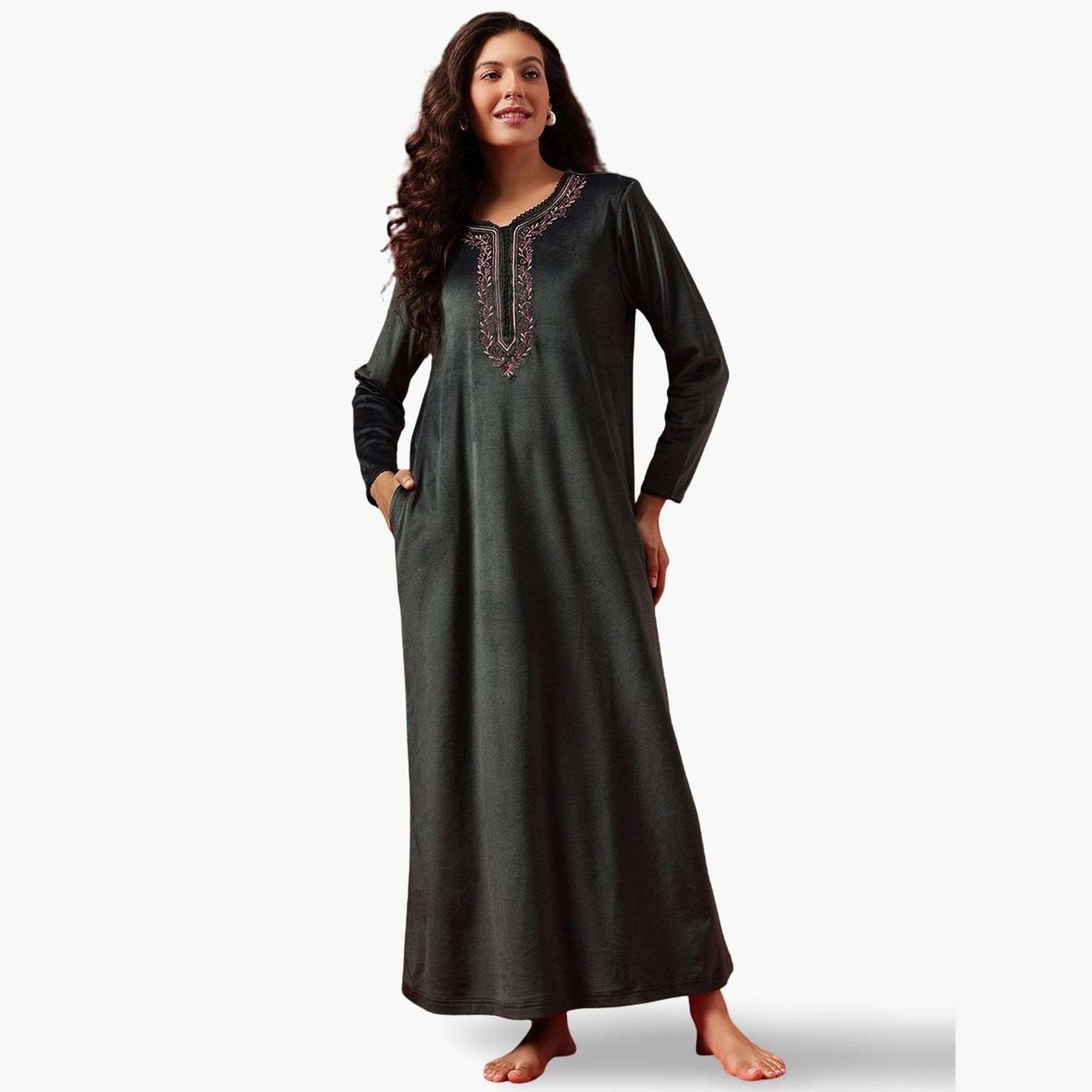 فستان طويل بلا أكمام بورغندي-women-clothing-nightwear-nighties-image-1