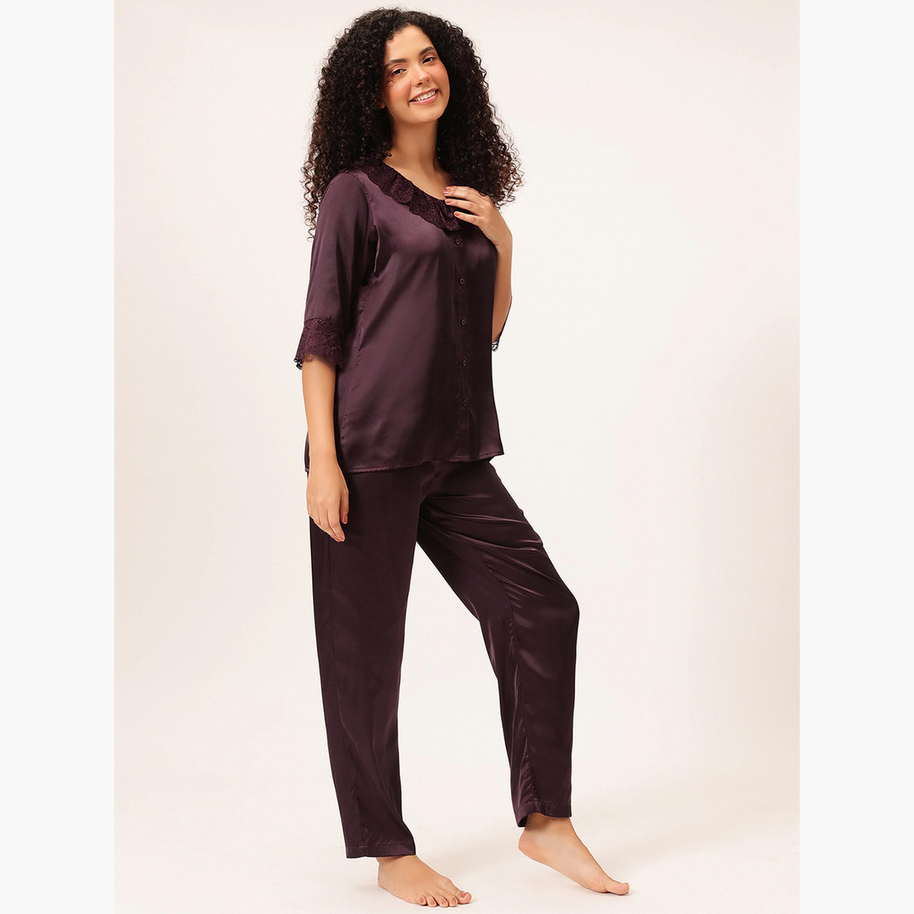 فستان طويل بلا أكمام بورغندي-women-clothing-nightwear-pyjamas-longsets-image-3