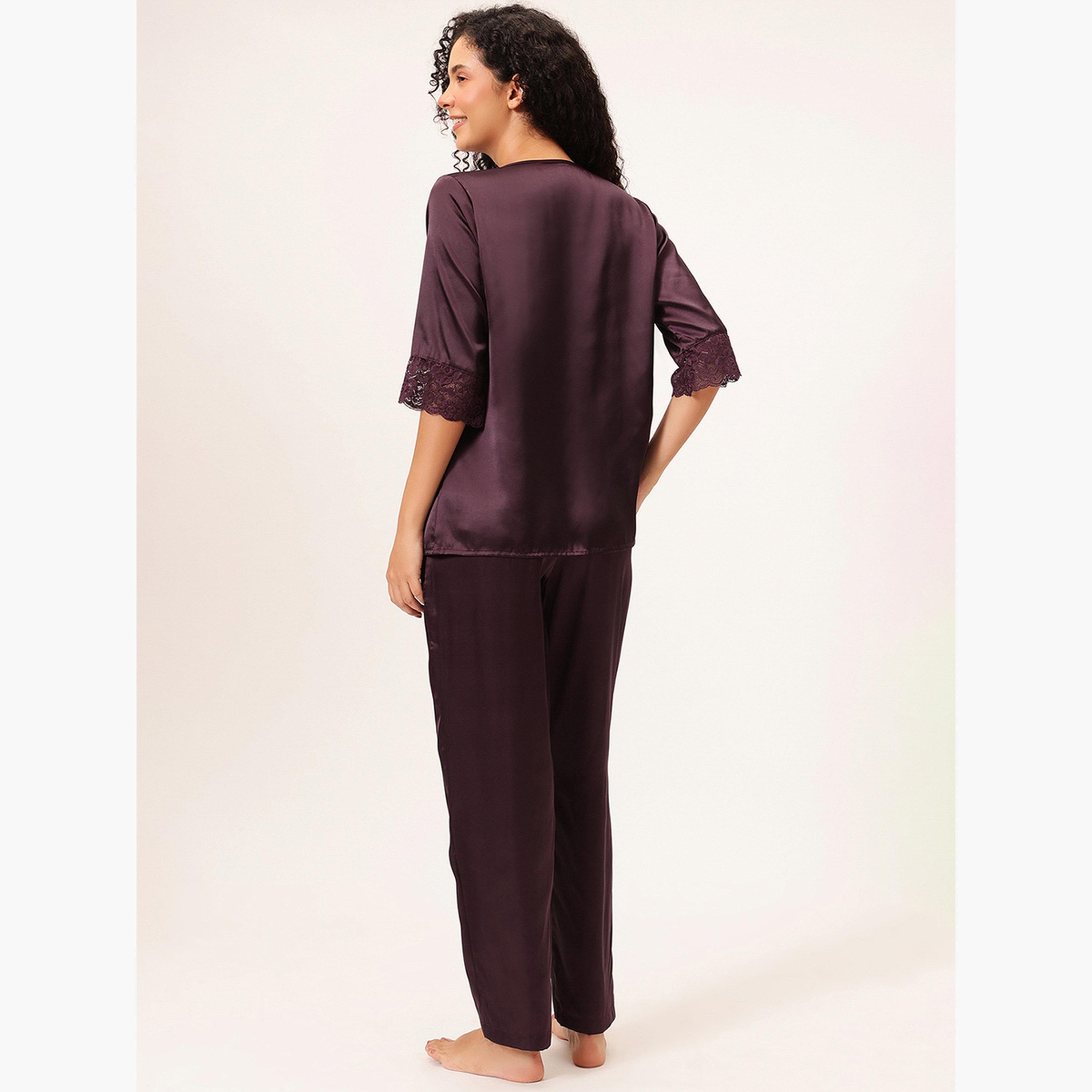 Clovia Satin Button Down Shirt and Pyjama Set-women-clothing-nightwear-pyjamas-longsets-image-4