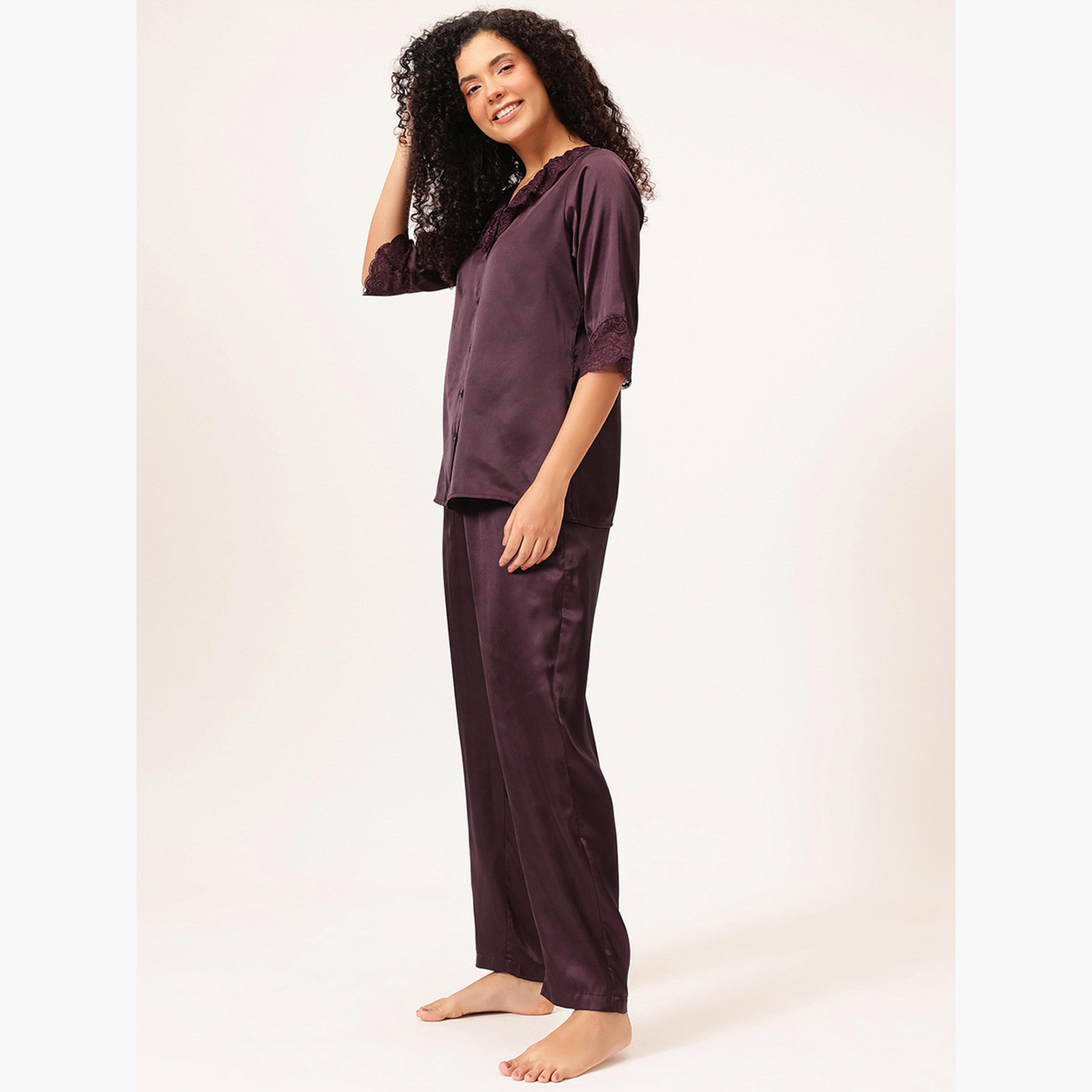 فستان طويل بلا أكمام بورغندي-women-clothing-nightwear-pyjamas-longsets-image-5