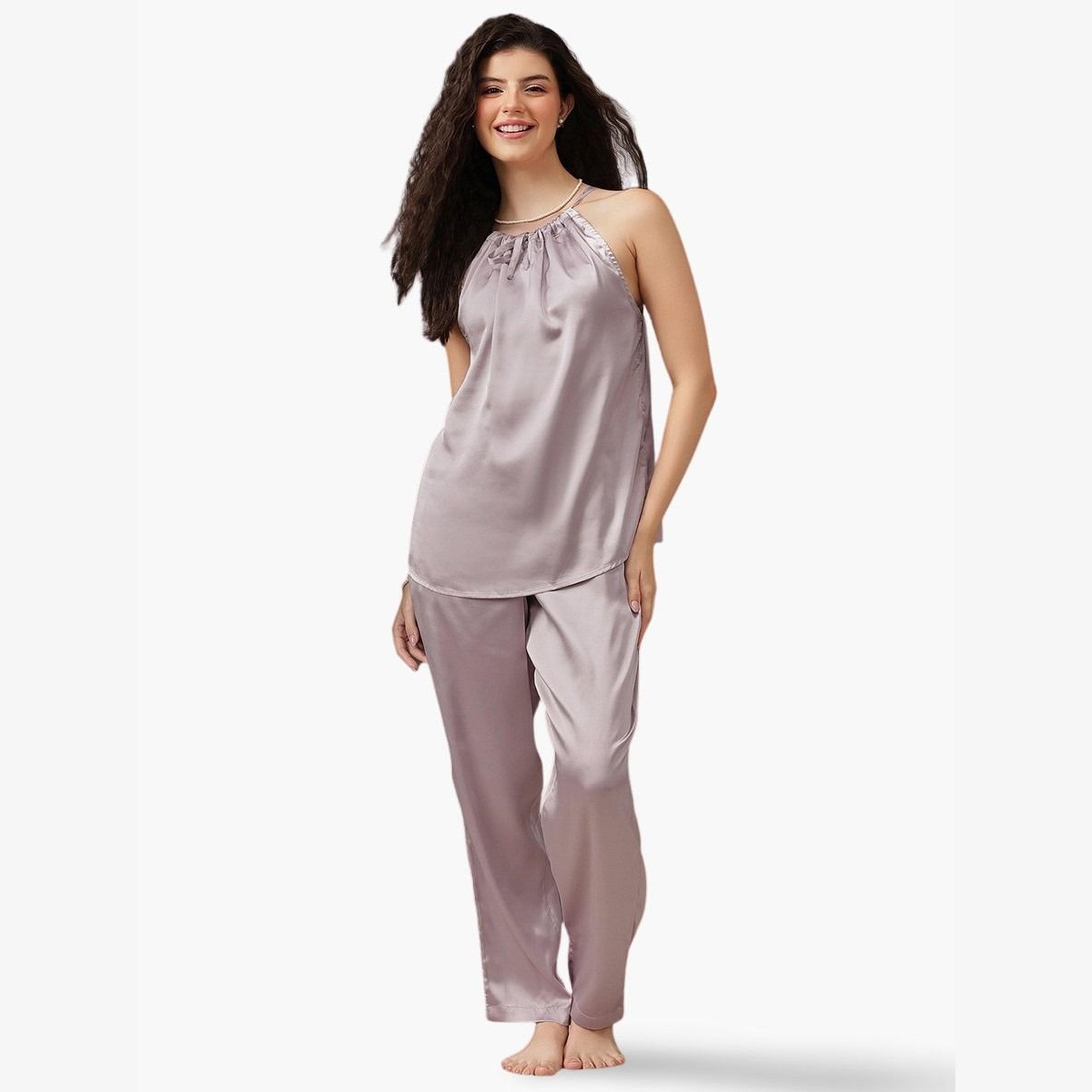 Clovia Pack of 3 - Satin Cami, Robe and Pyjama-women-clothing-nightwear-pyjamas-longsets-image-1