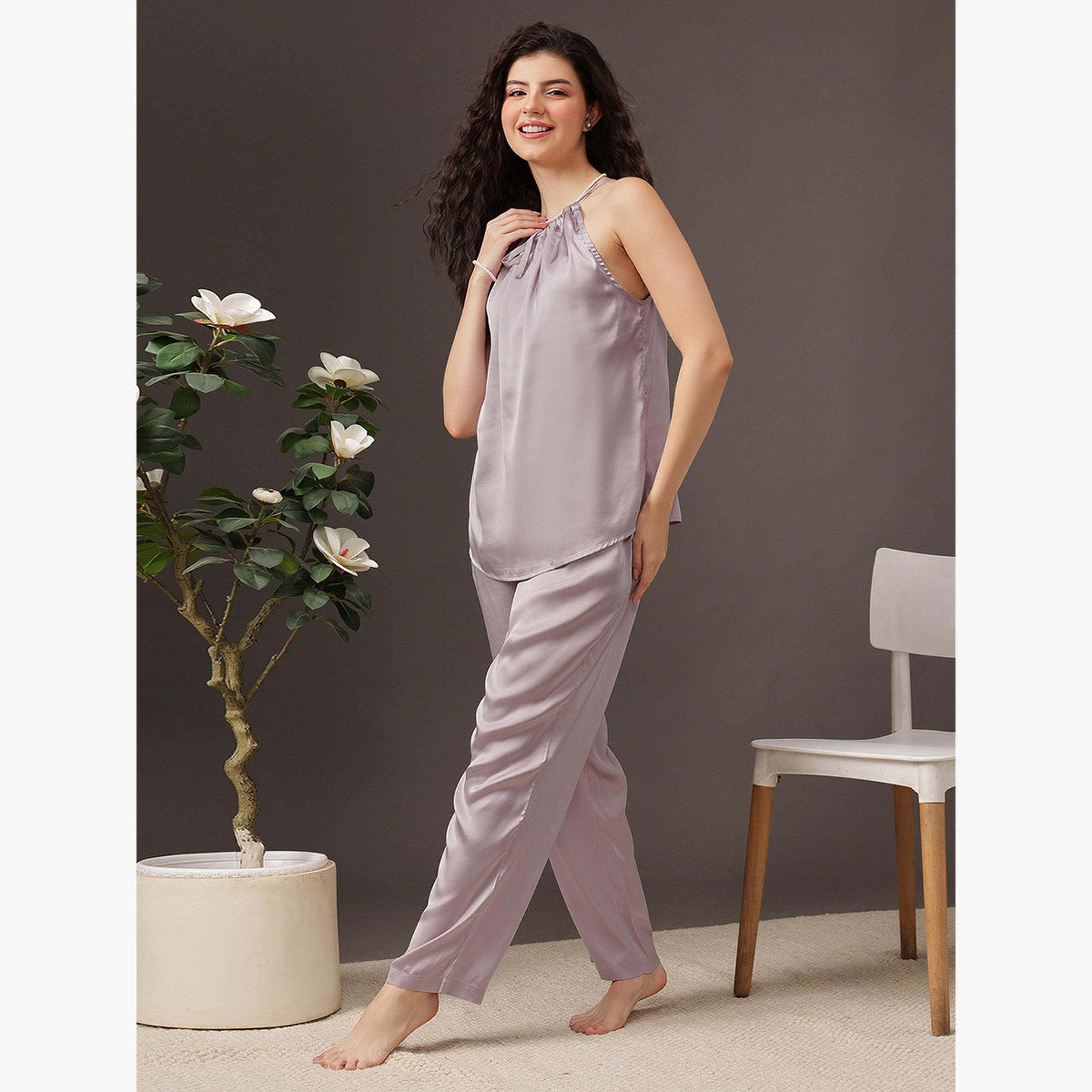 فستان طويل بلا أكمام بورغندي-women-clothing-nightwear-pyjamas-longsets-image-5