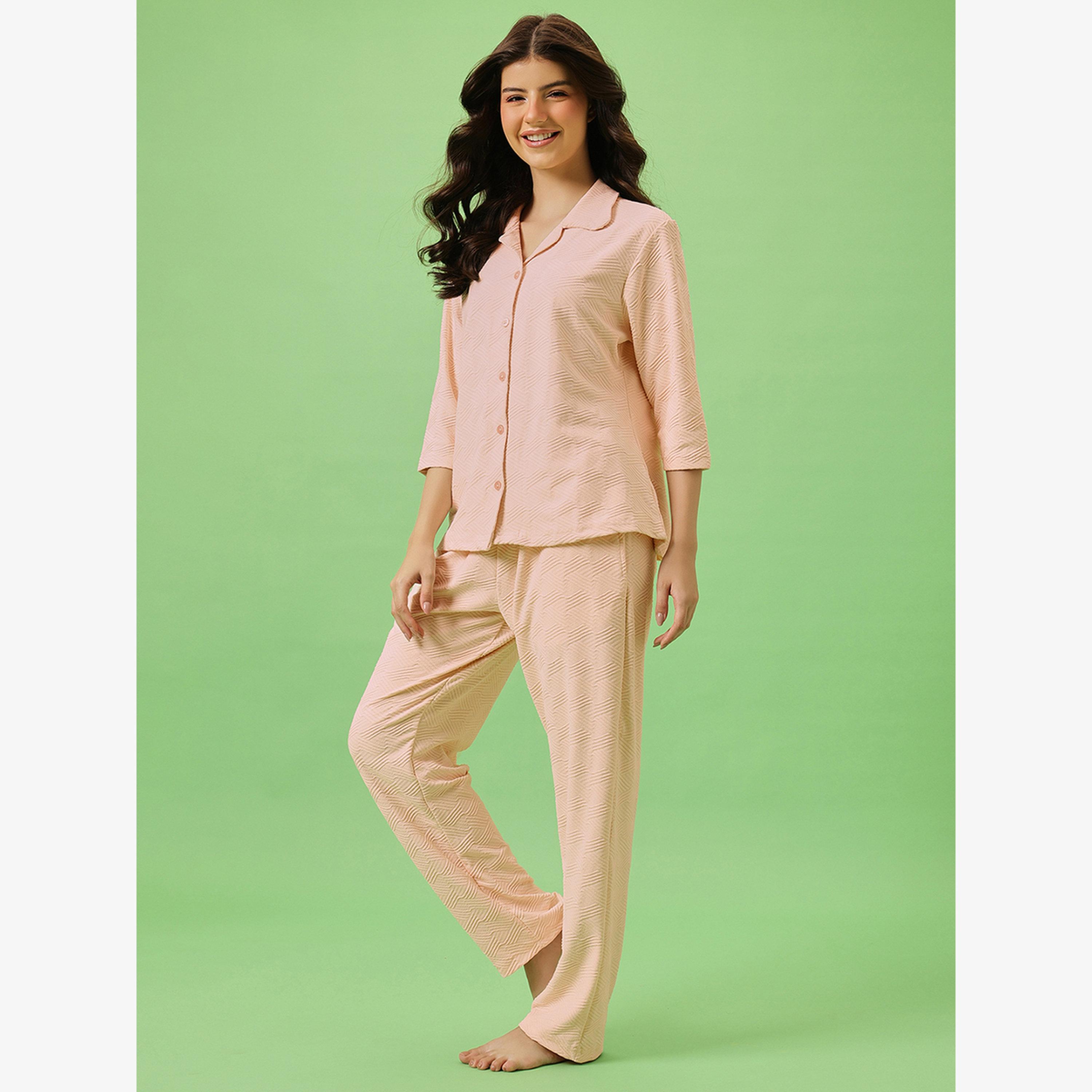 Clovia Solid Button Down Shirt and Pyjama Set-women-clothing-nightwear-pyjamas-longsets-image-3