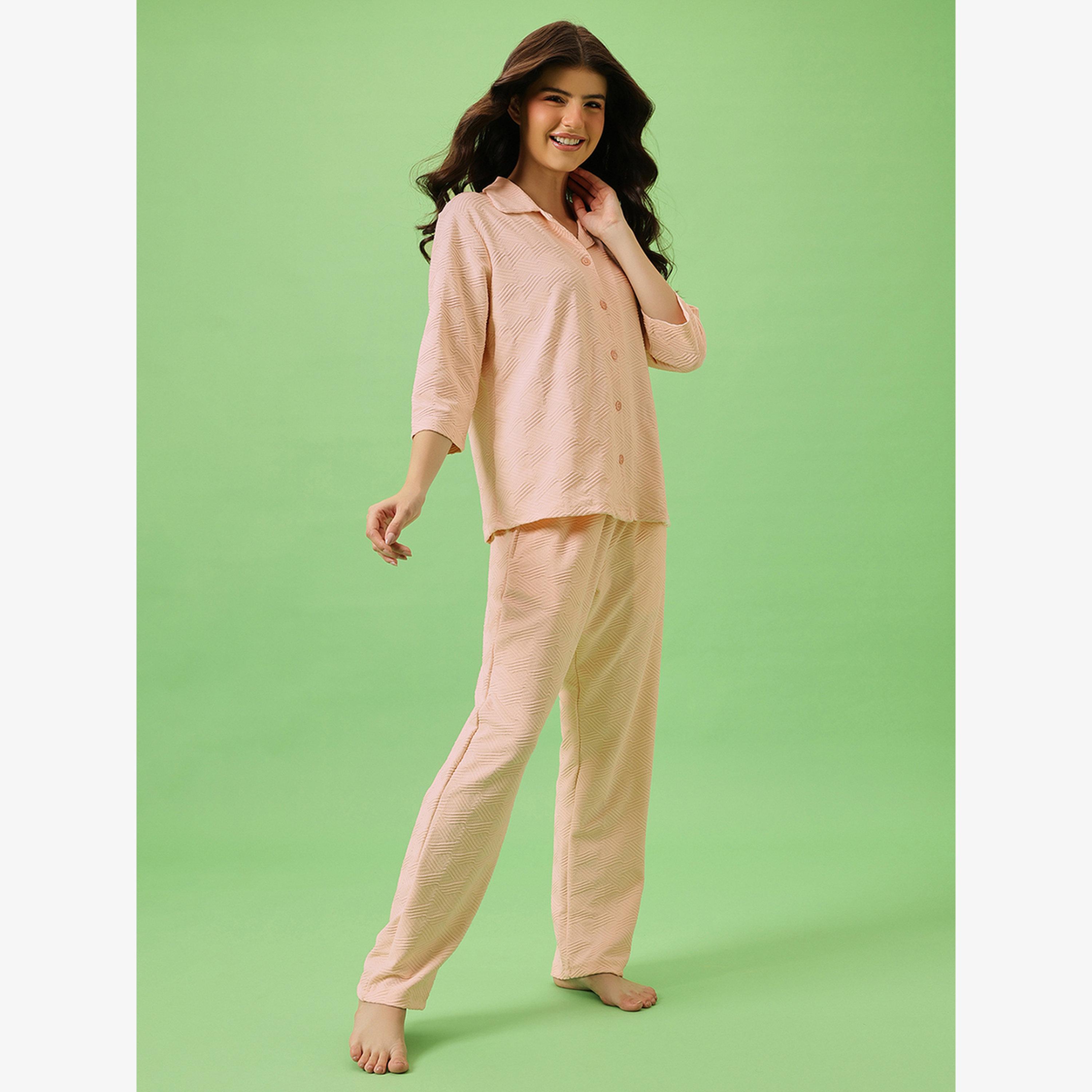 Clovia Solid Button Down Shirt and Pyjama Set-women-clothing-nightwear-pyjamas-longsets-image-4