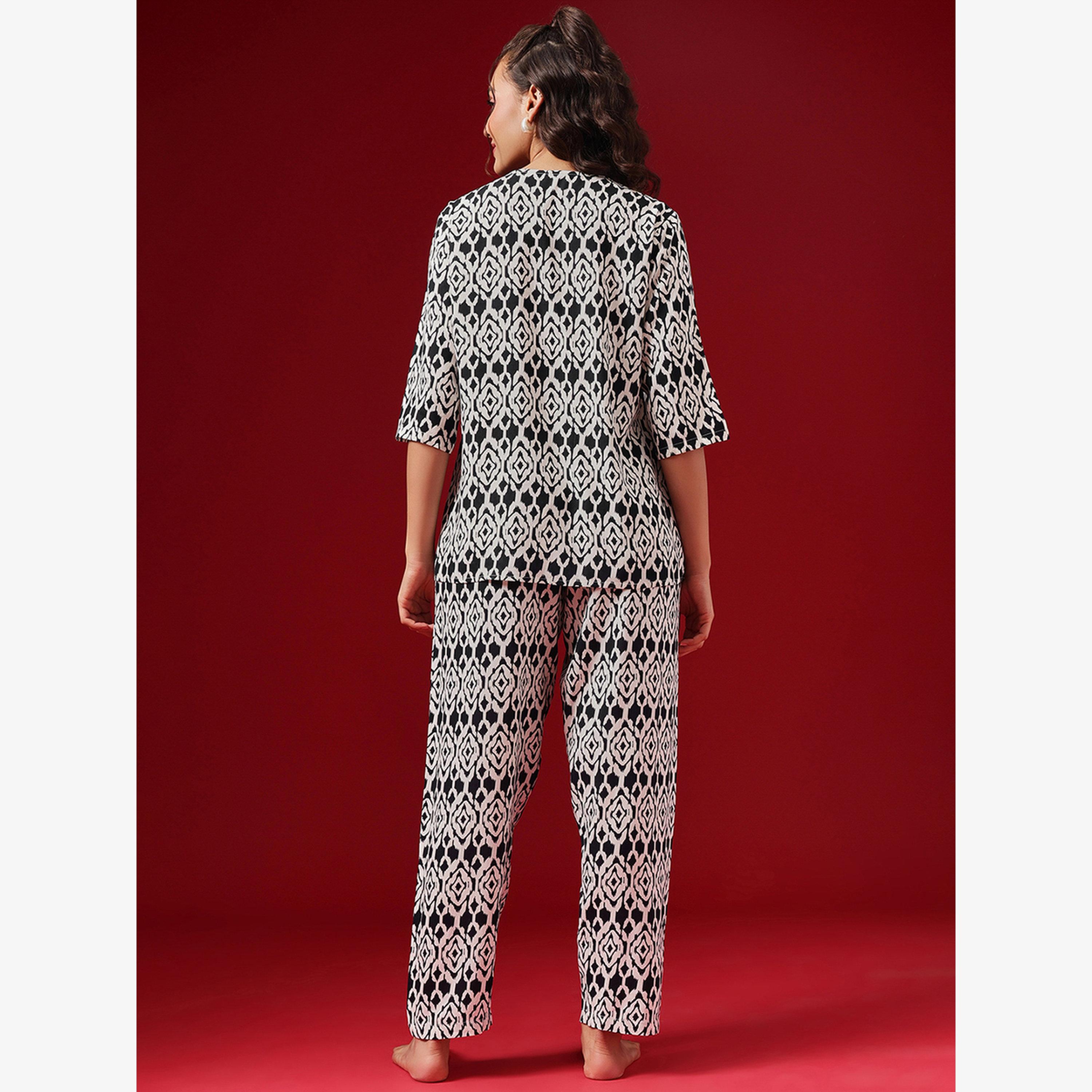 Clovia All Over Print Kurta Top and Pyjama Set-women-clothing-nightwear-pyjamas-longsets-image-2
