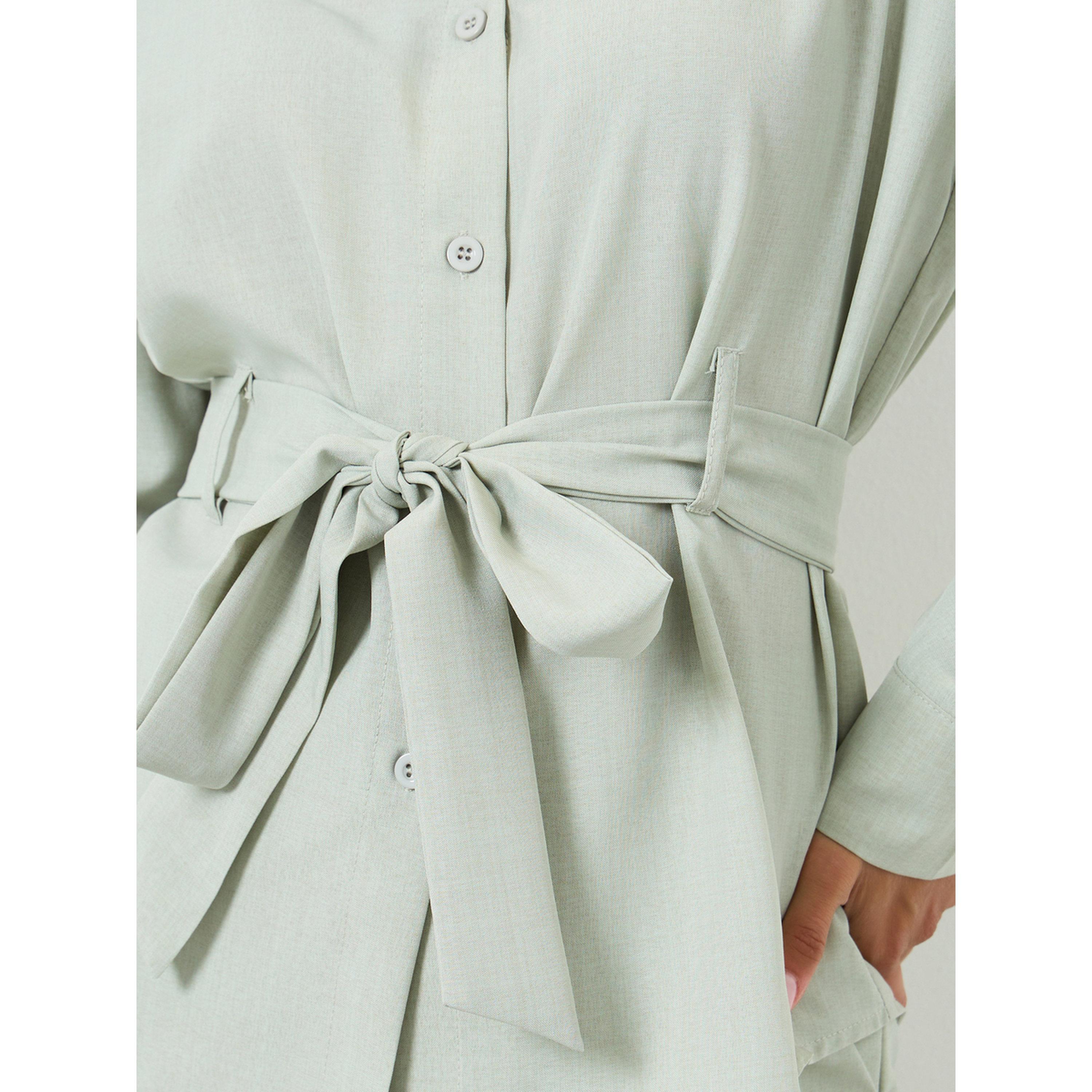طقم منسق من قميص بحزام ربط وبنطال-women-clothing-coordsets-image-3