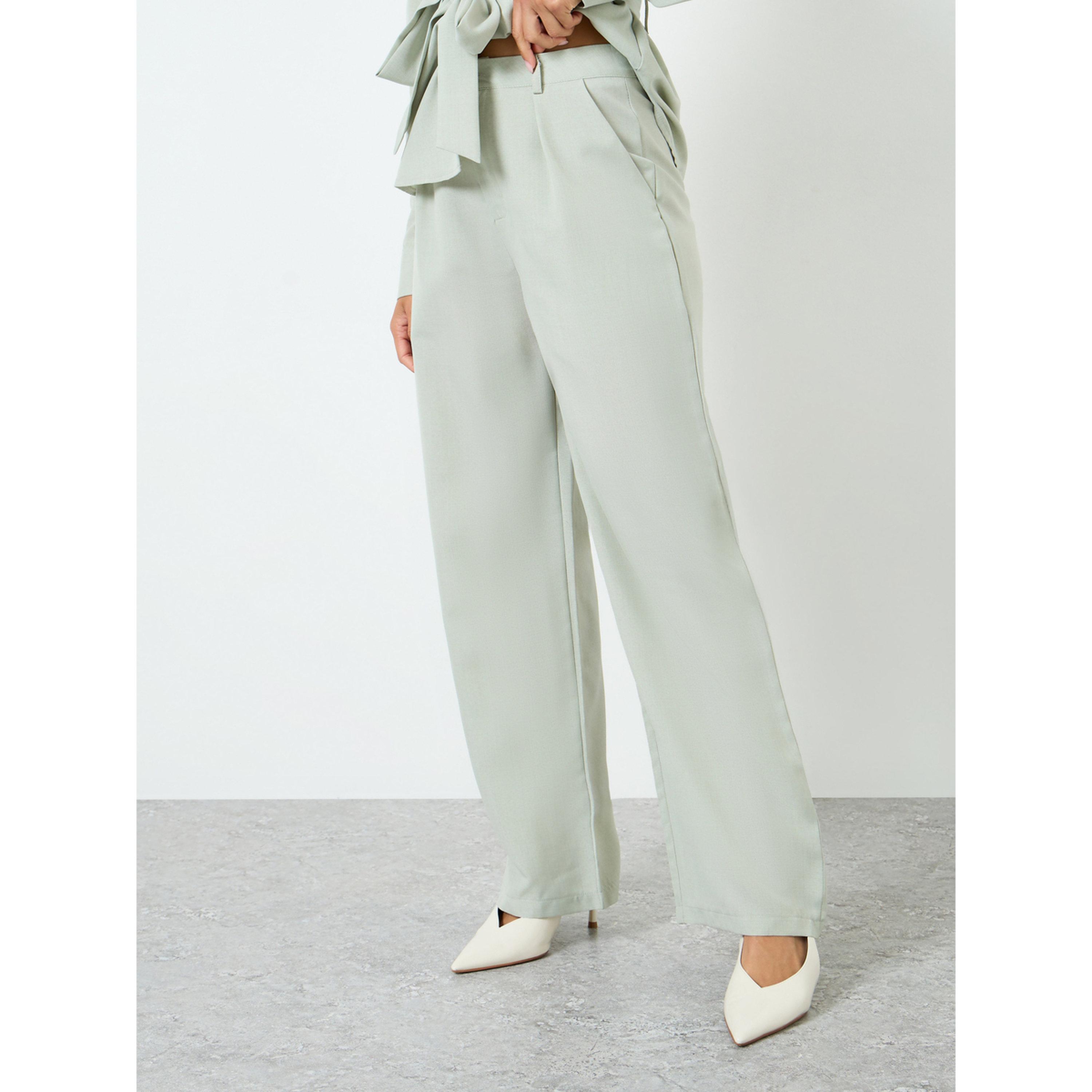 طقم منسق من قميص بحزام ربط وبنطال-women-clothing-coordsets-image-4