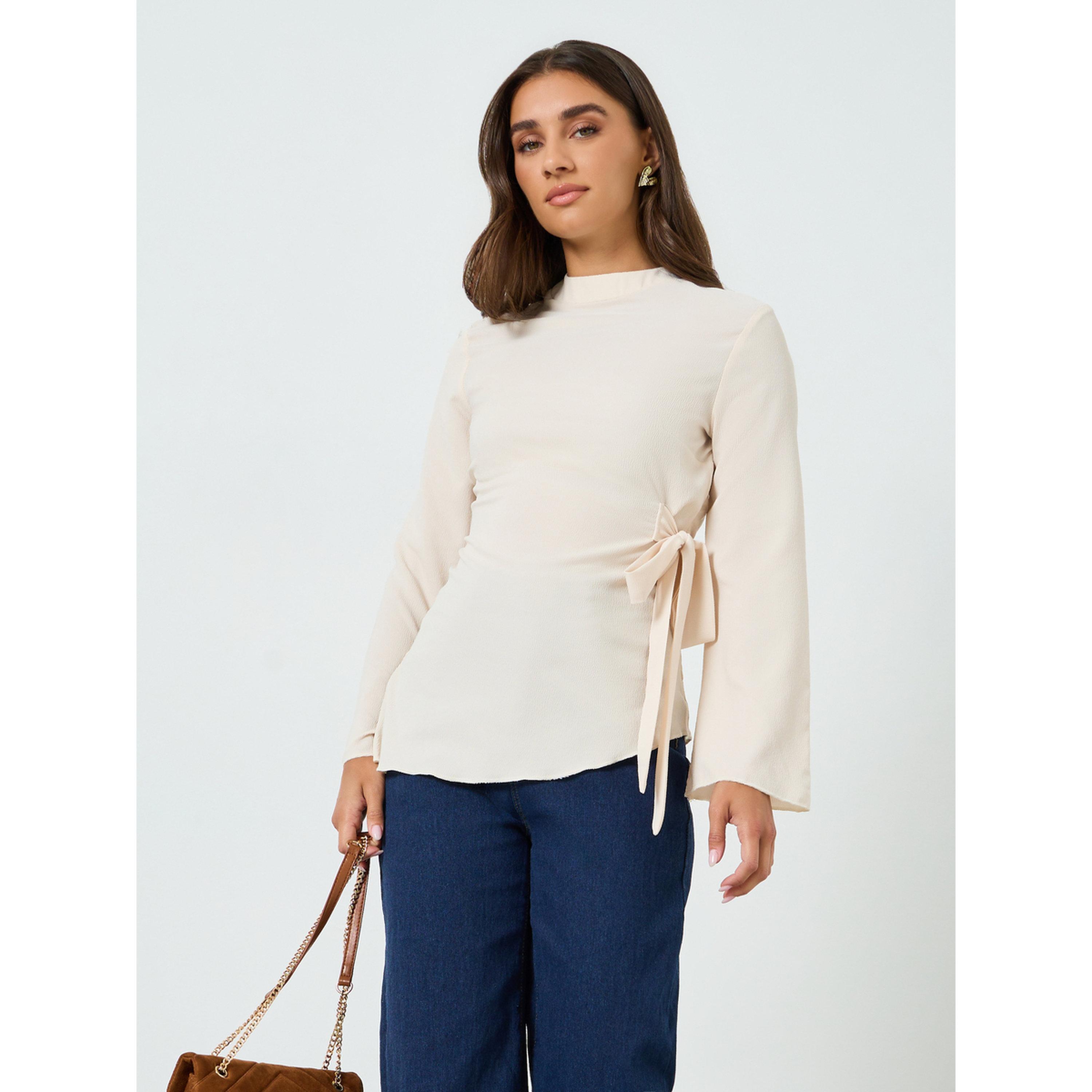 بلوزة بأكمام طويلة ورباط خصر-women-clothing-shirtsandblouses-blouses-image-1