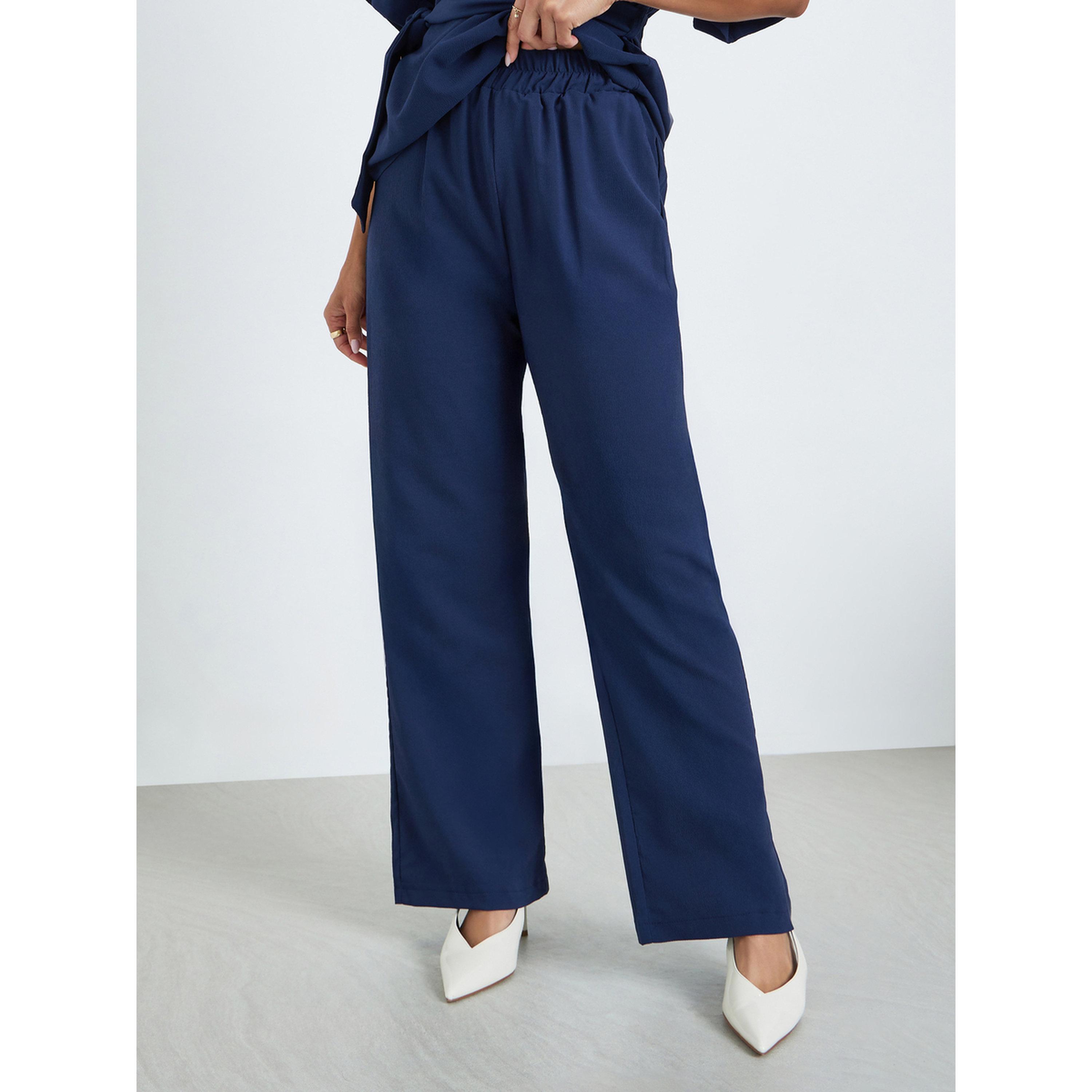 Styli Women Solid Belted Blouse and Pants Co-Ords-women-clothing-coordsets-image-4
