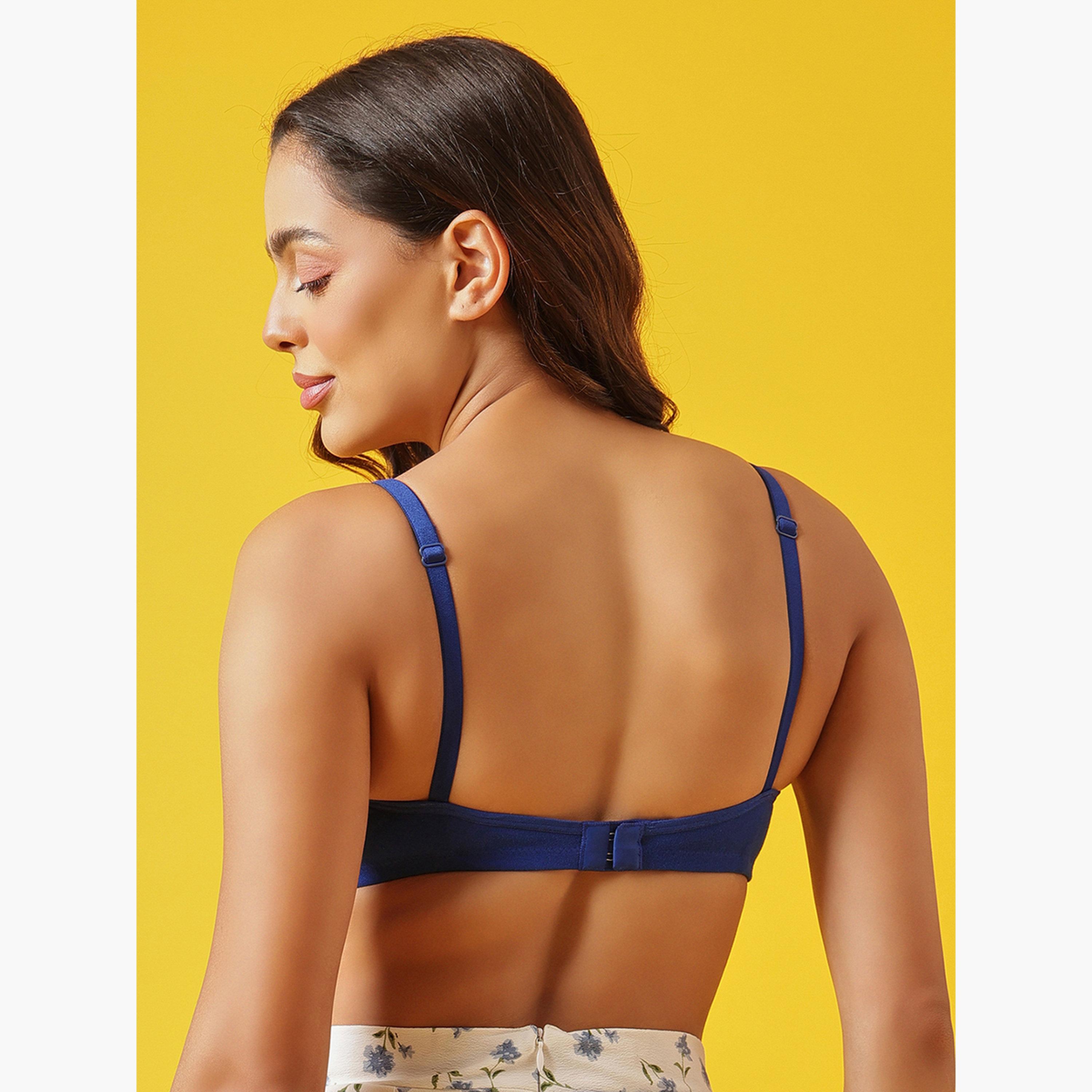 Clovia Cotton Non-Padded Non-Wired Full Coverage T-shirt Bra in Blue-women-clothing-lingerie-bras-image-2