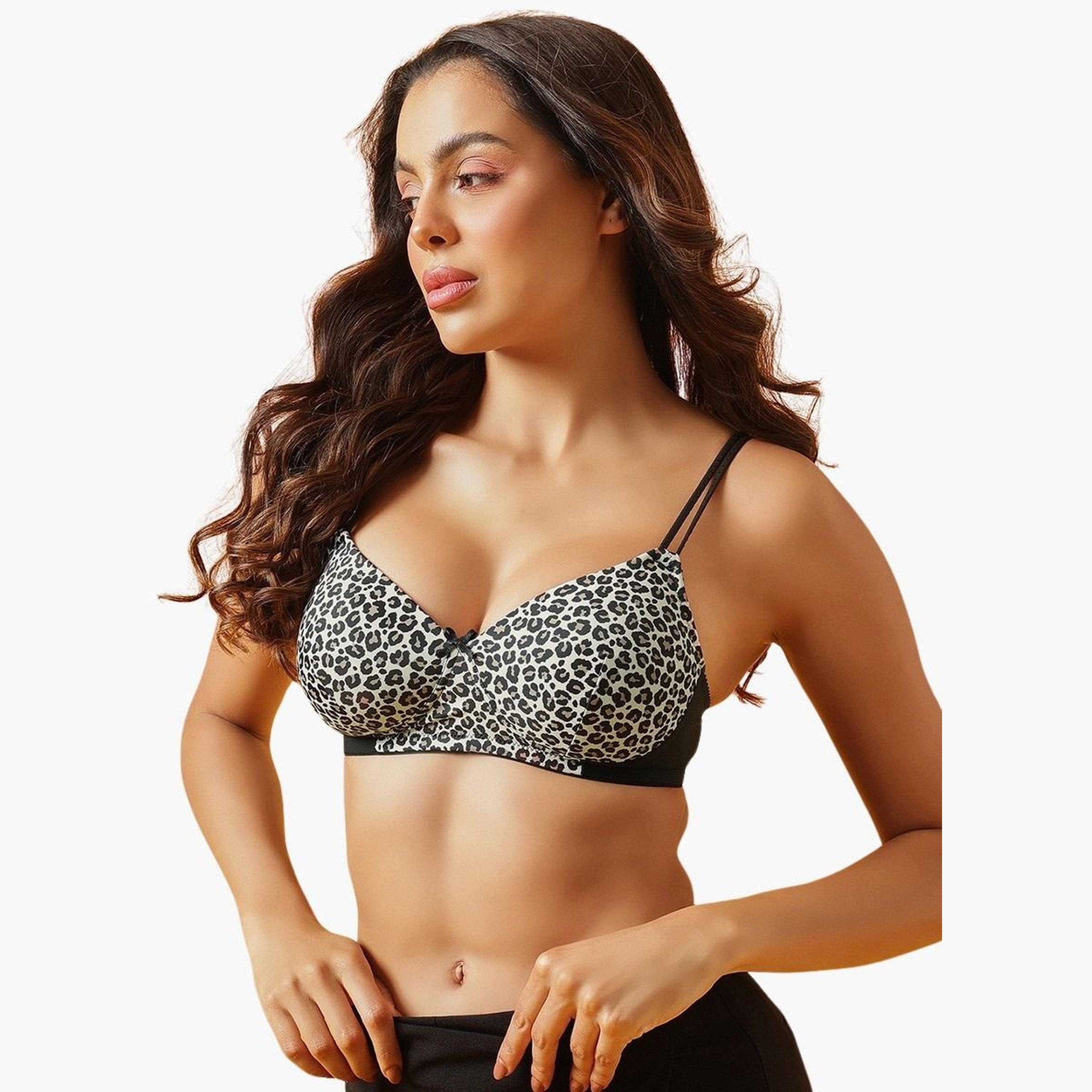 Clovia Padded Non-Wired Full Coverage Animal Print T-shirt Bra-women-clothing-lingerie-bras-image-1