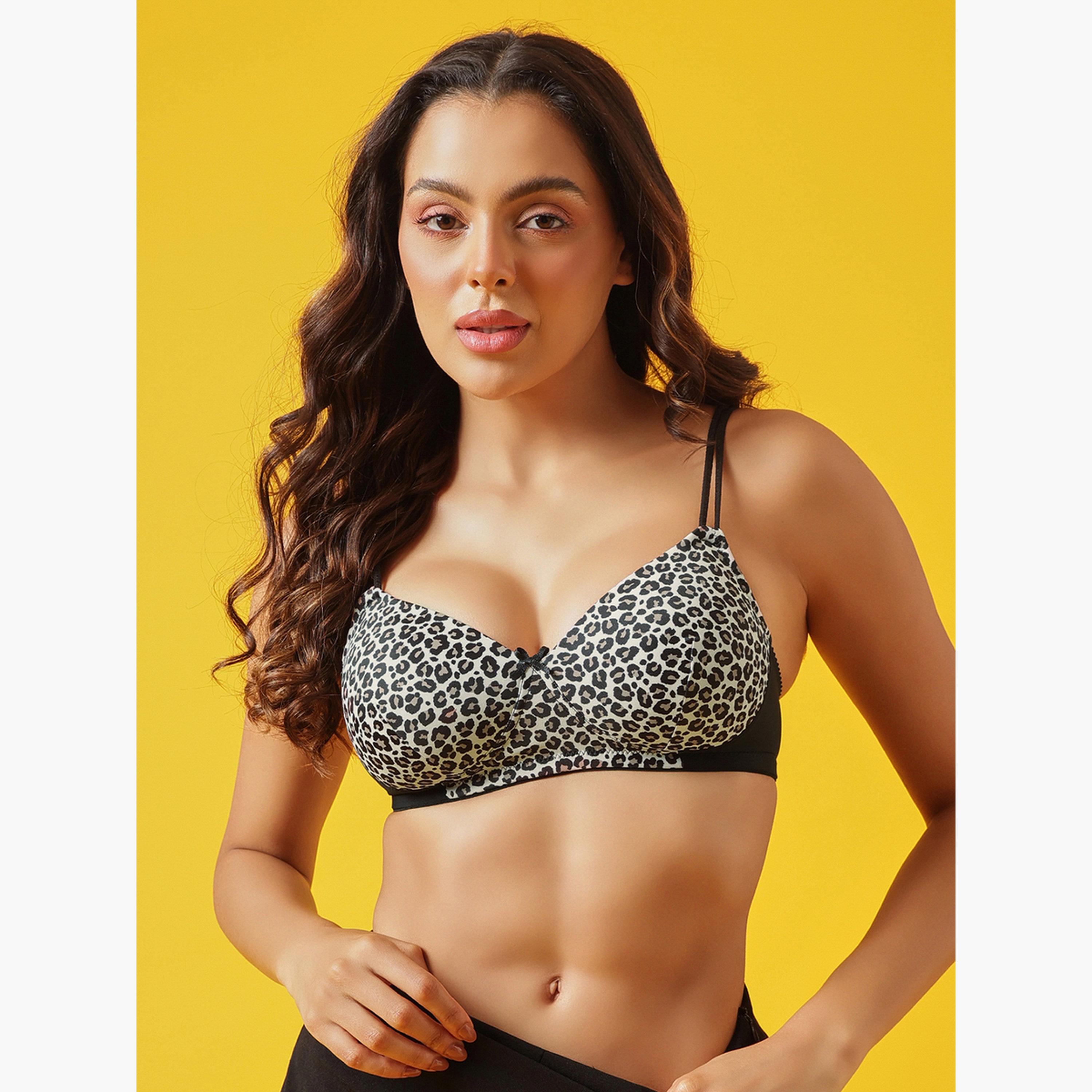 Clovia Padded Non-Wired Full Coverage Animal Print T-shirt Bra-women-clothing-lingerie-bras-image-2