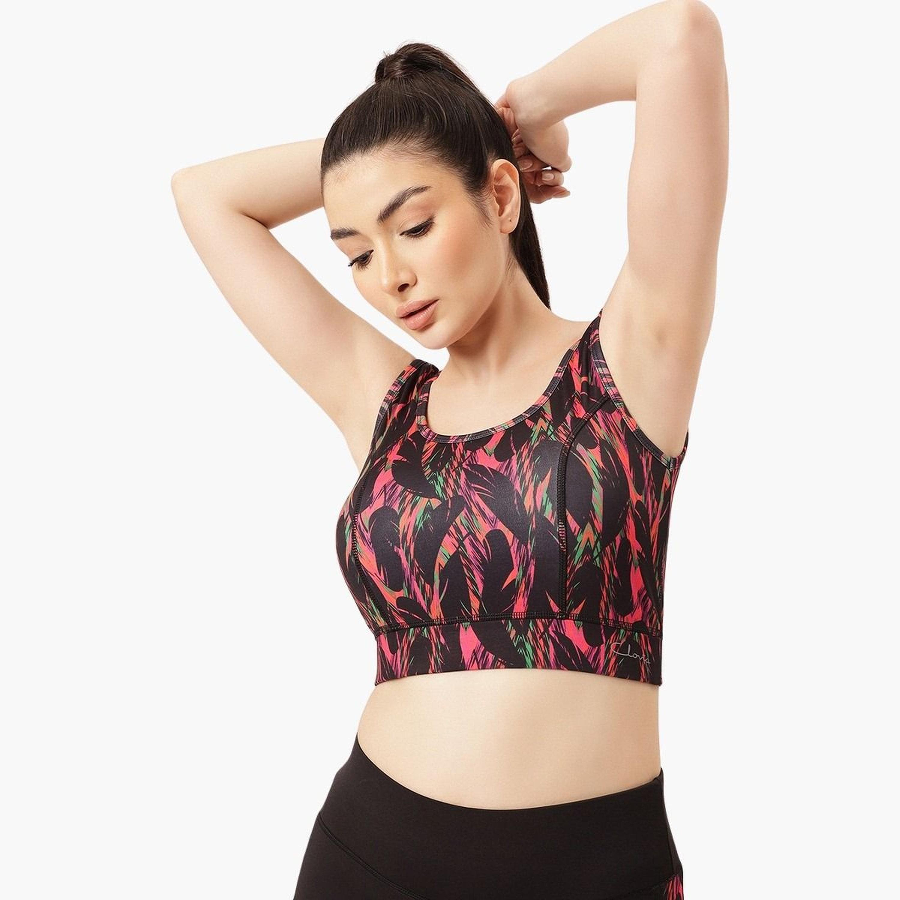 حمالة صدر رياضية مطبوعة ومبطنة بدعم متوسط مع حشوات قابلة للإزالة-women-clothing-lingerie-bras-image-1