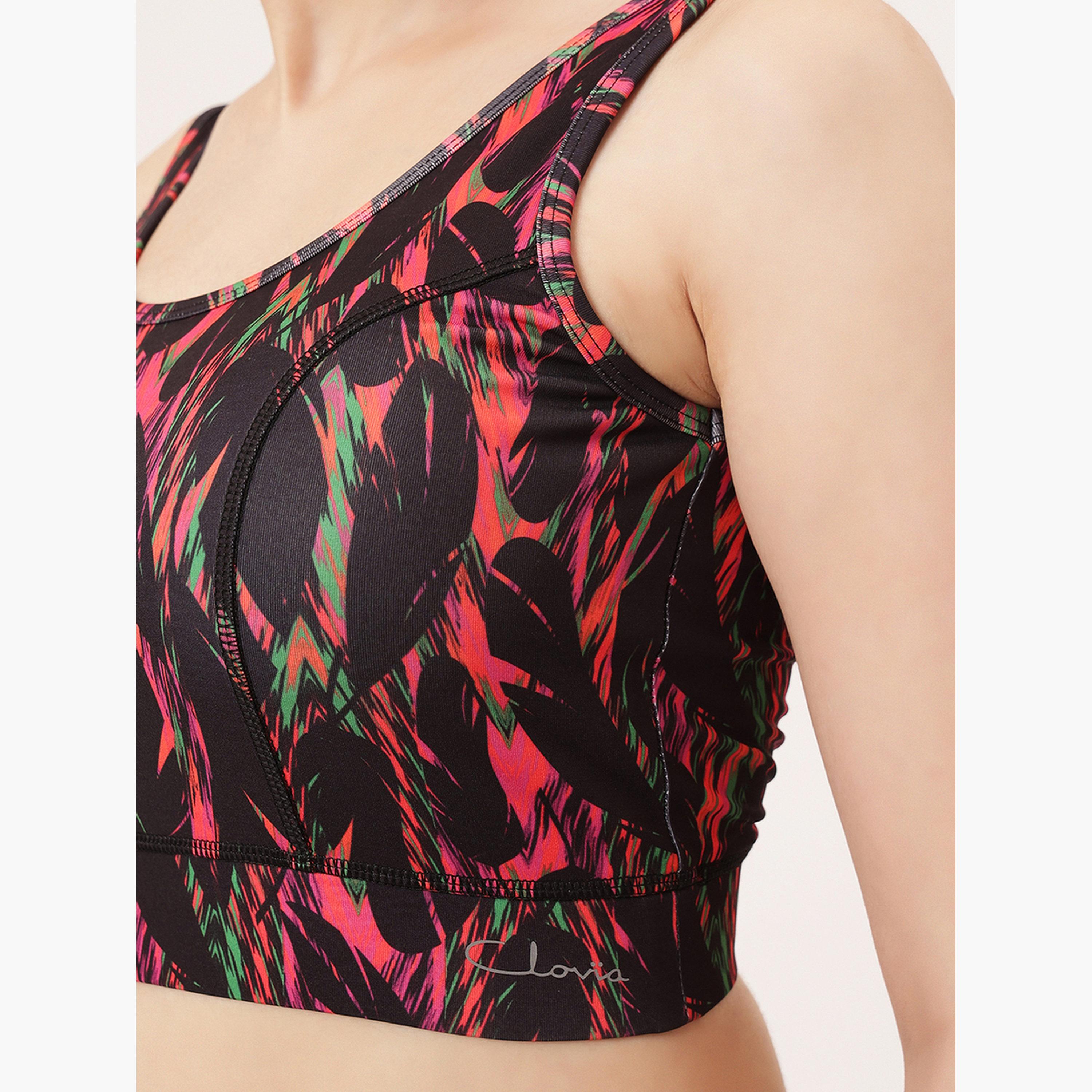 حمالة صدر رياضية مطبوعة ومبطنة بدعم متوسط مع حشوات قابلة للإزالة-women-clothing-lingerie-bras-image-4