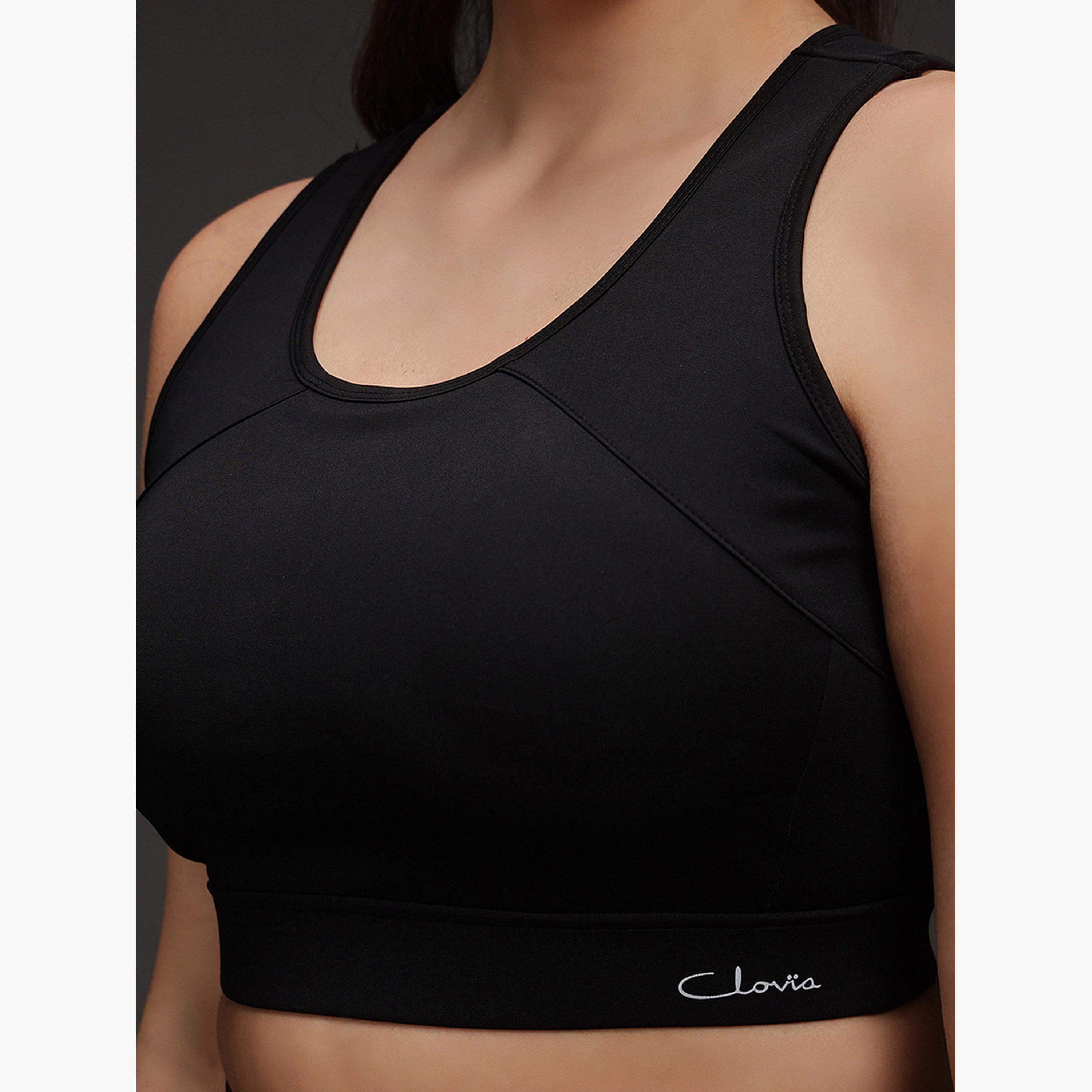 Clovia Black Medium Impact Padded Racerback Sports Bra-women-clothing-lingerie-bras-image-4
