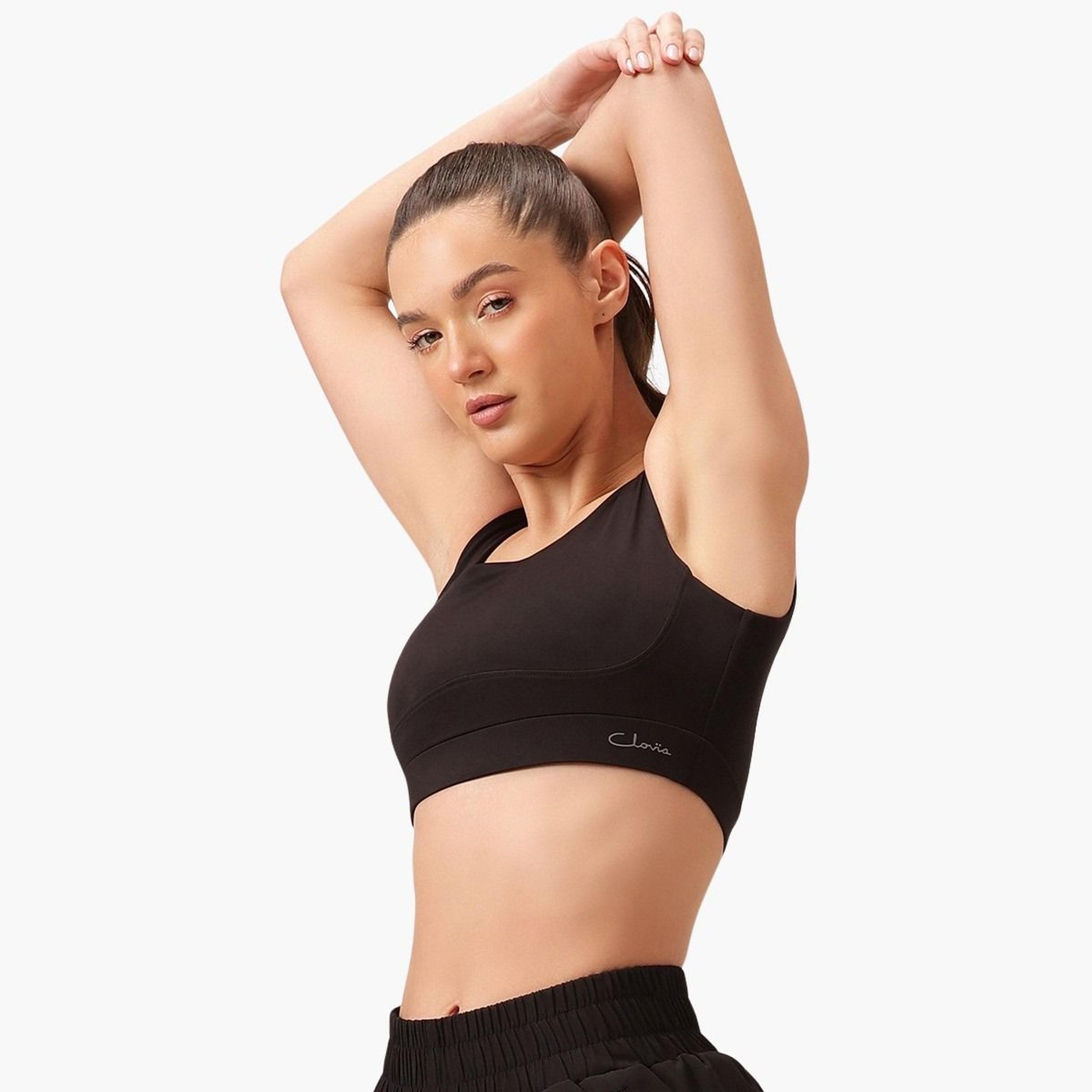 Clovia Black Medium Impact Sports Bra Removable Cups-women-clothing-lingerie-bras-image-1