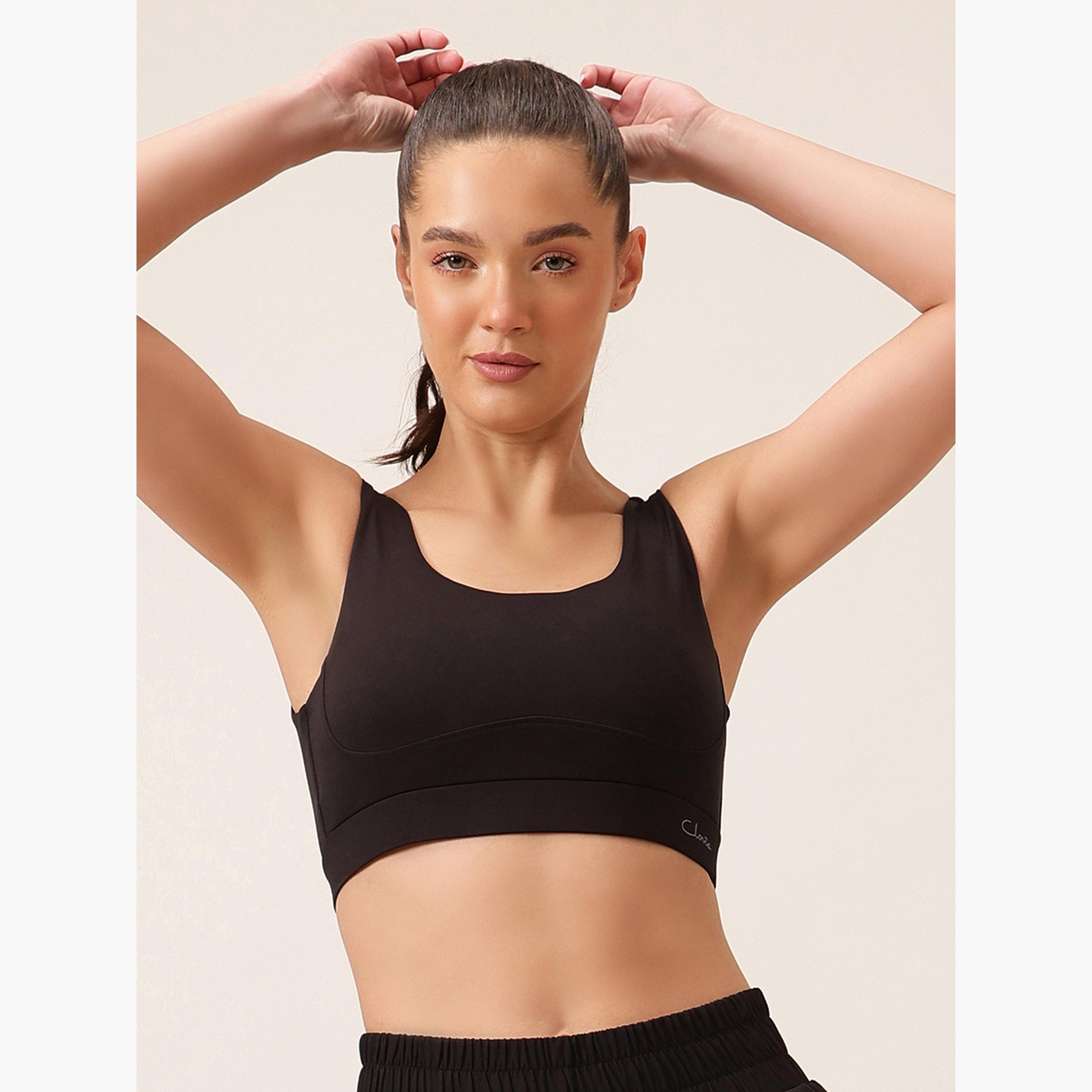 Clovia Black Medium Impact Sports Bra Removable Cups-women-clothing-lingerie-bras-image-2