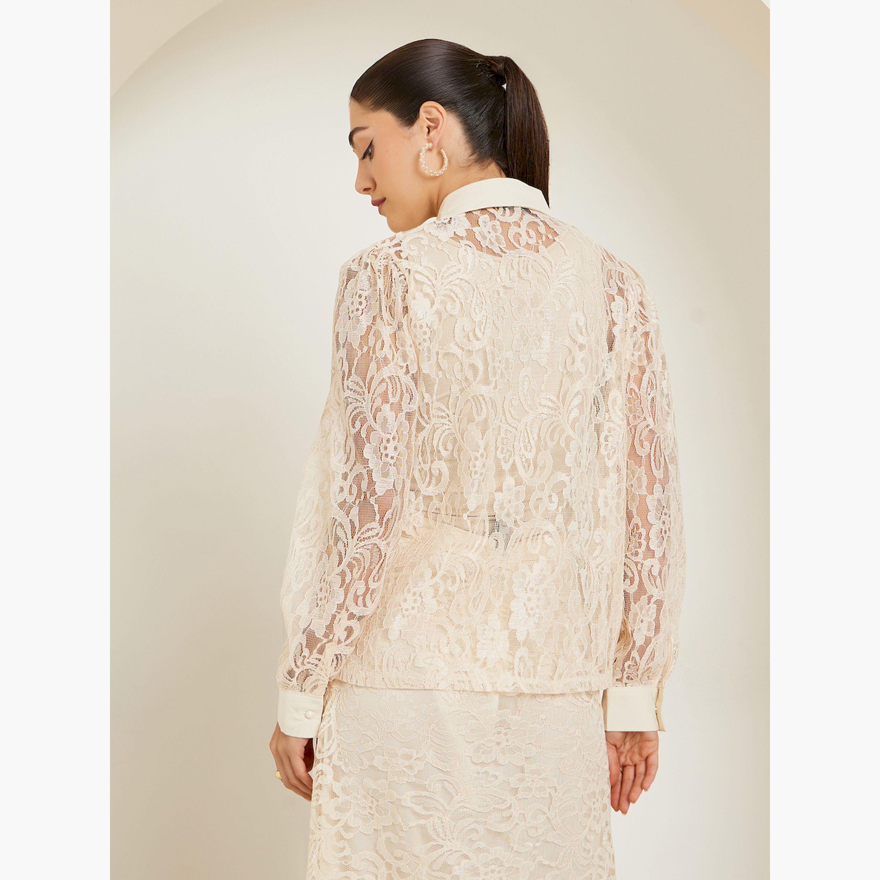 قميص بيج مزين بأزرار وتفاصيل دانتيل-women-clothing-shirtsandblouses-shirts-image-5