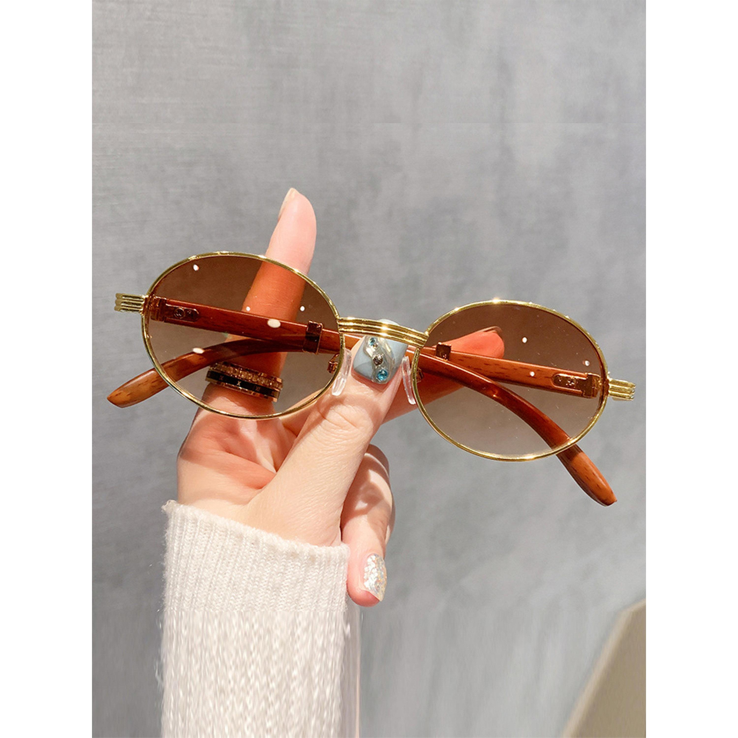 نظارة شمسية بيضاوية بإطار ذهبي-women-sunglasses-image-3