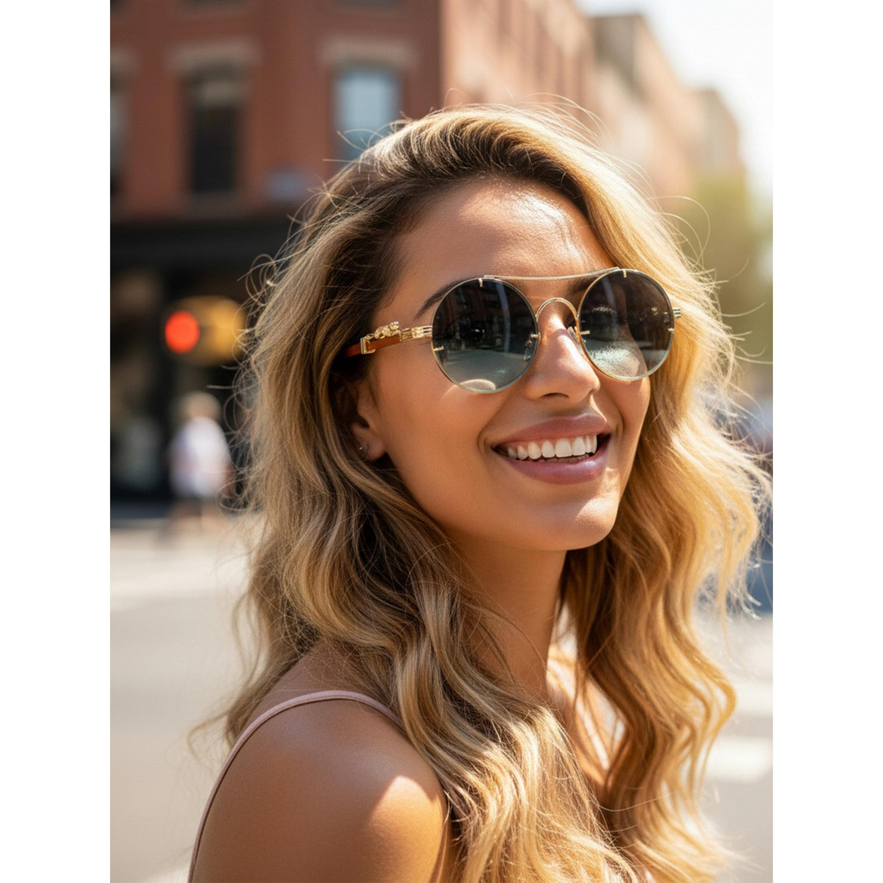 نظارة شمسية دائرية بجسر مزدوج-women-sunglasses-image-4