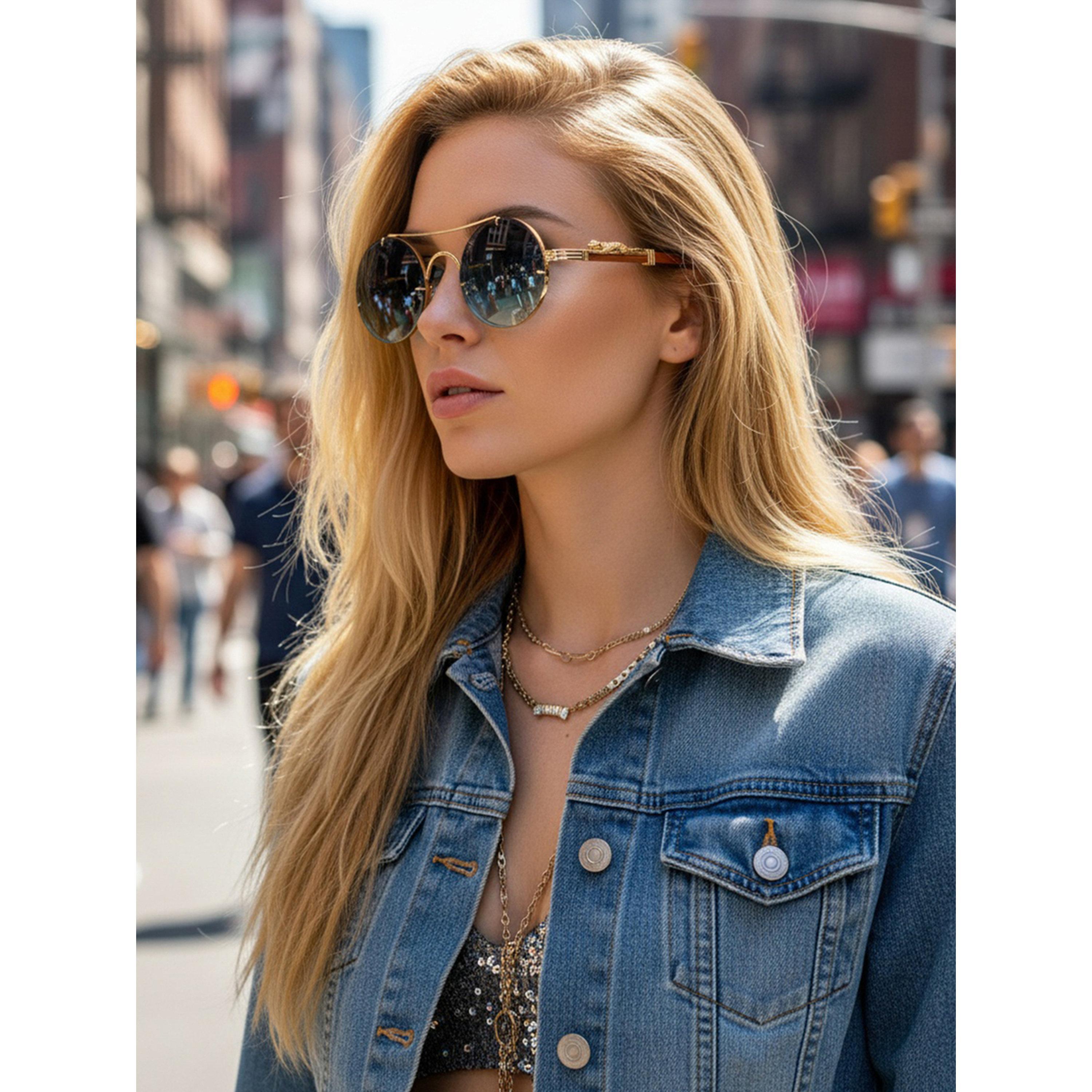 نظارة شمسية دائرية بجسر مزدوج-women-sunglasses-image-1