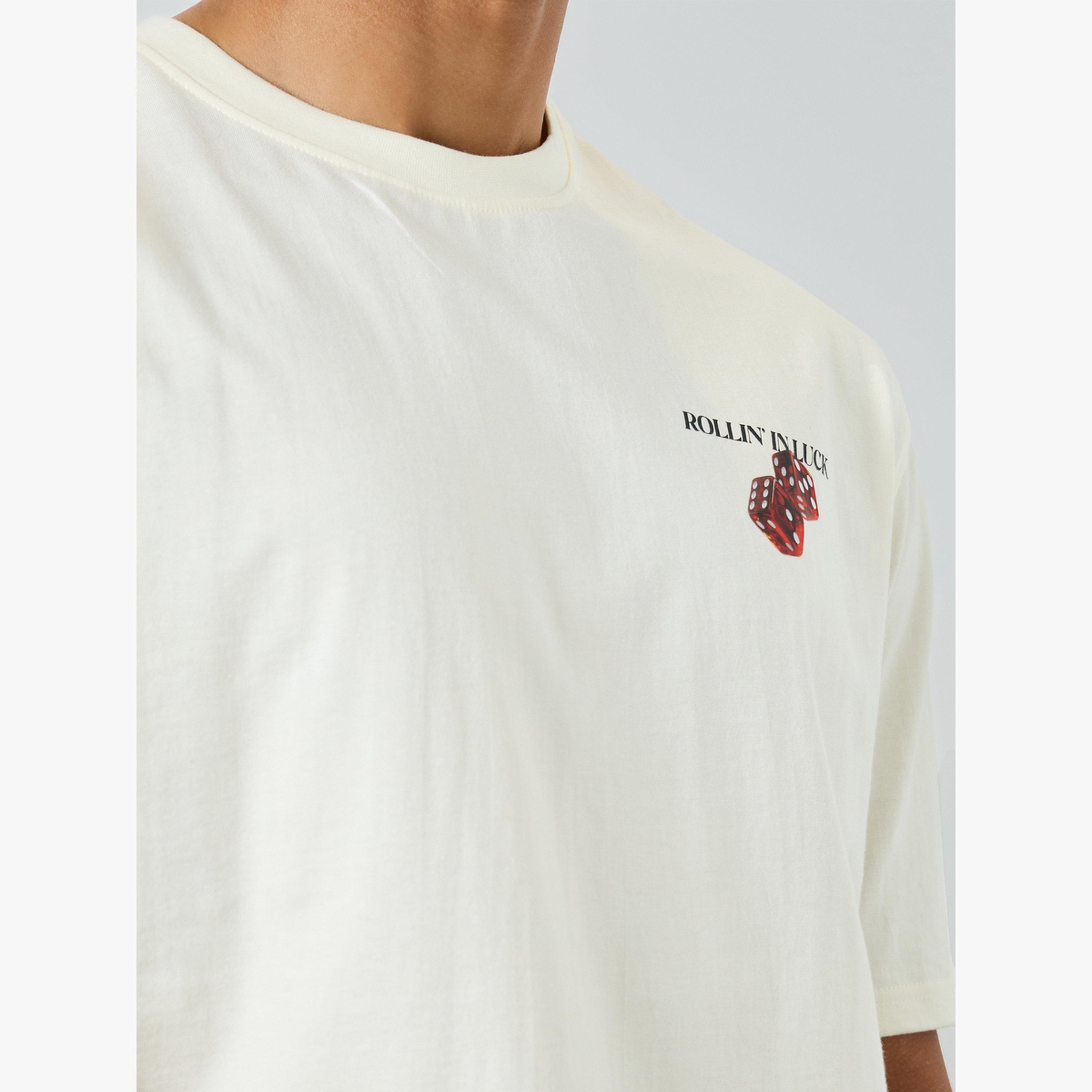 Styli Men Cream Graphic Print Oversized T-Shirt-men-clothing-tshirtsandpolos-tshirts-image-5