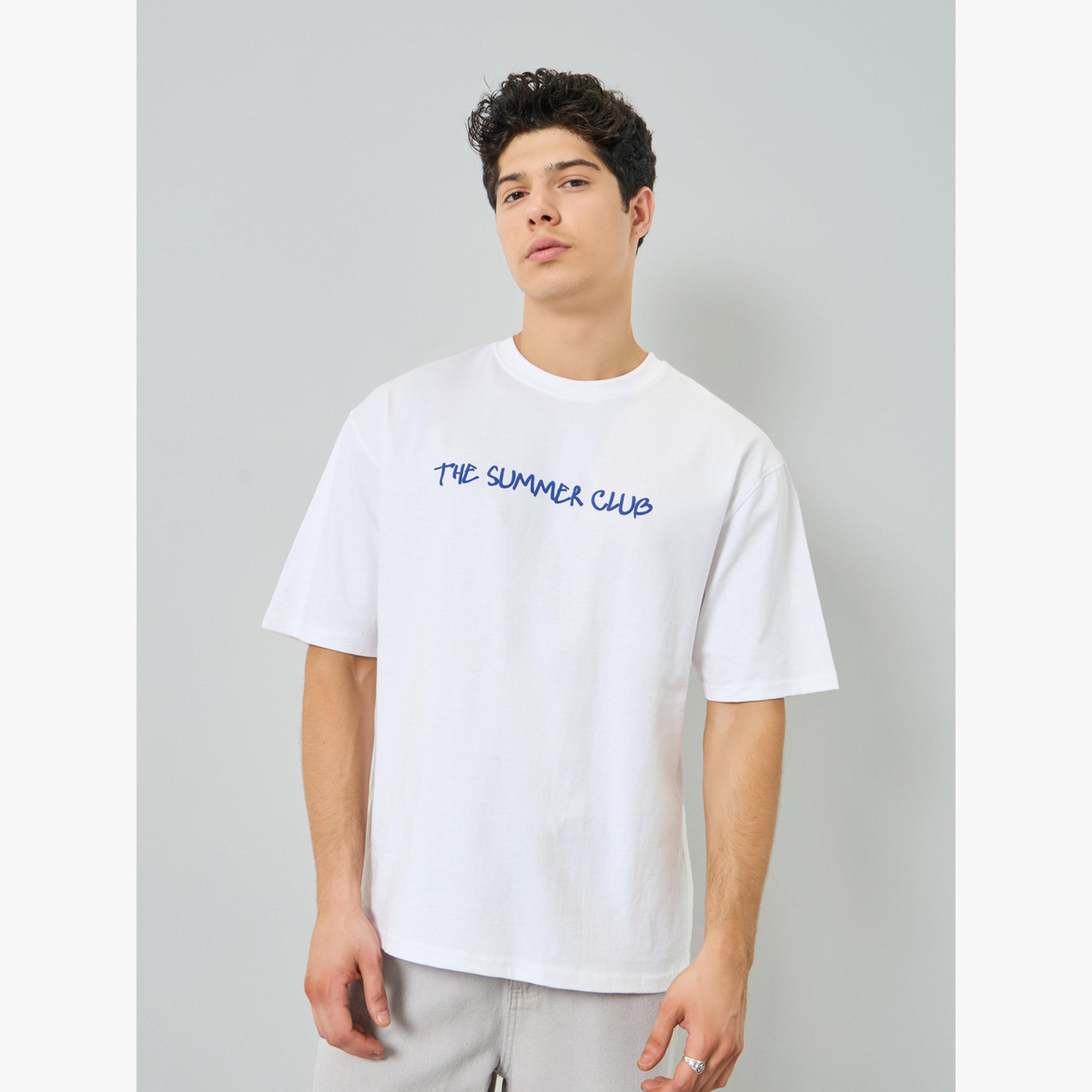 Styli Men White Back Receipt Print Cotton Oversized T-Shirt-men-clothing-tshirtsandpolos-tshirts-image-1