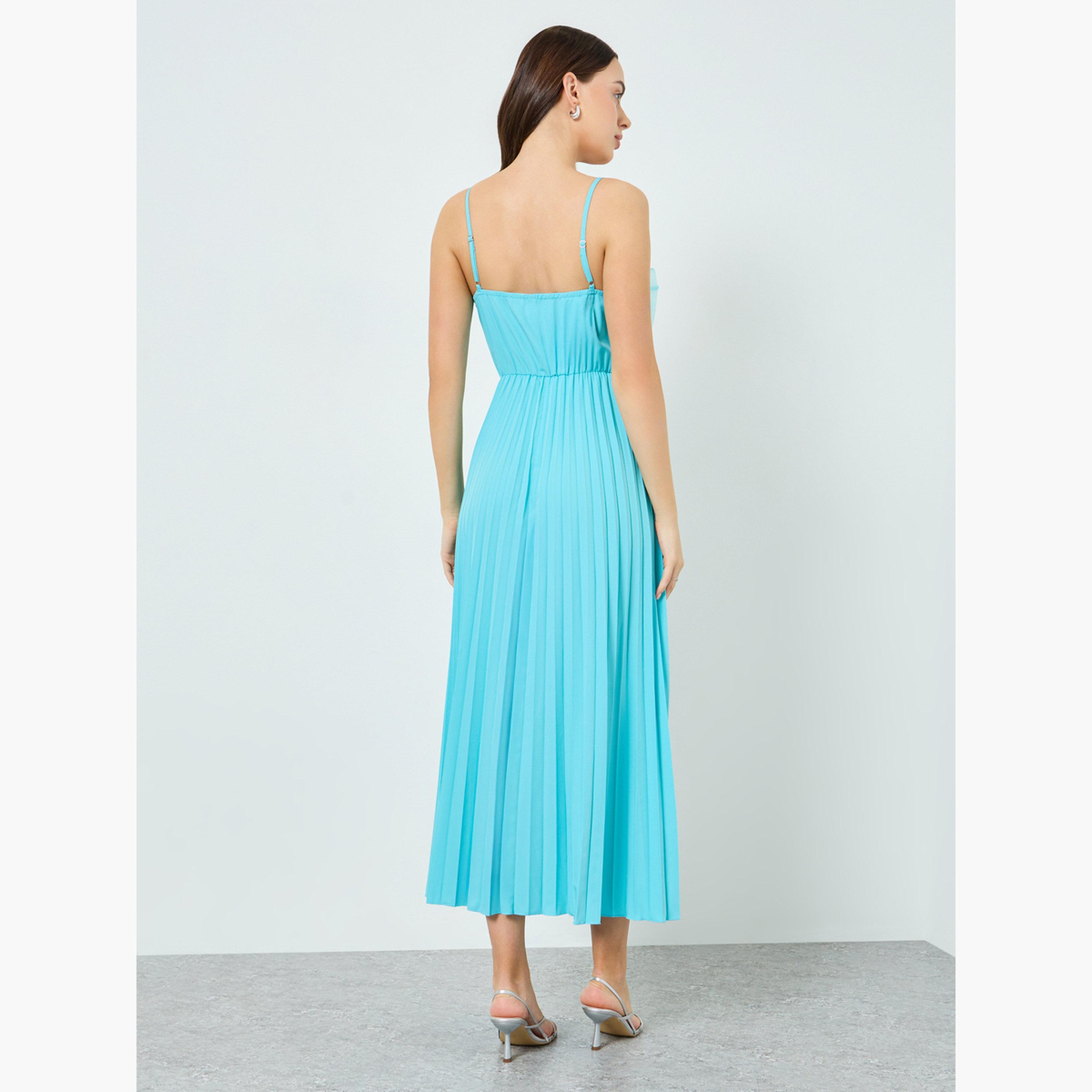 Take Two Women Teal Big Flower Detail Sleeveless Maxi Dress-women-clothing-dresses-image-4