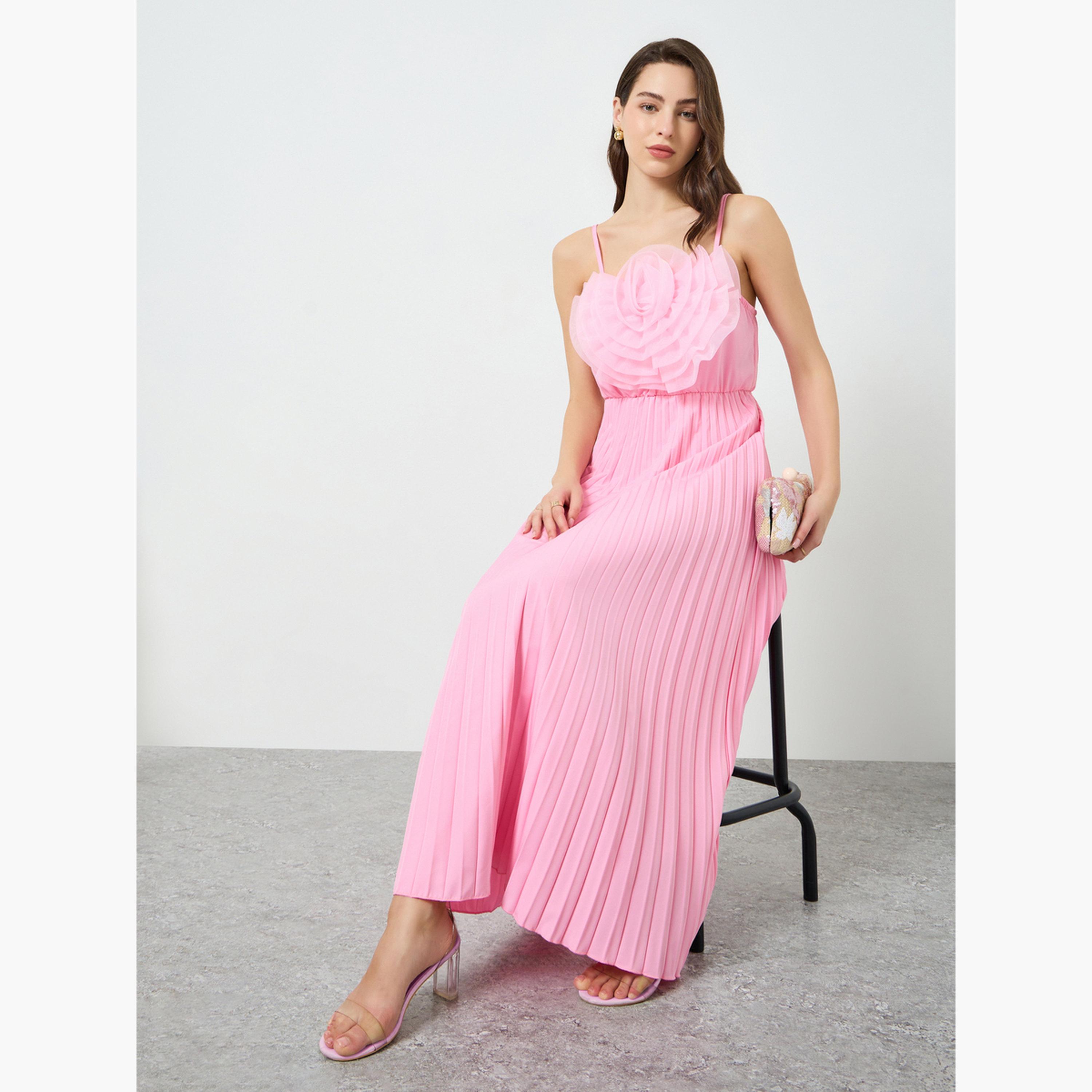 Take Two Women Pink Big Flower Detail Sleeveless Maxi Dress-women-clothing-dresses-image-3
