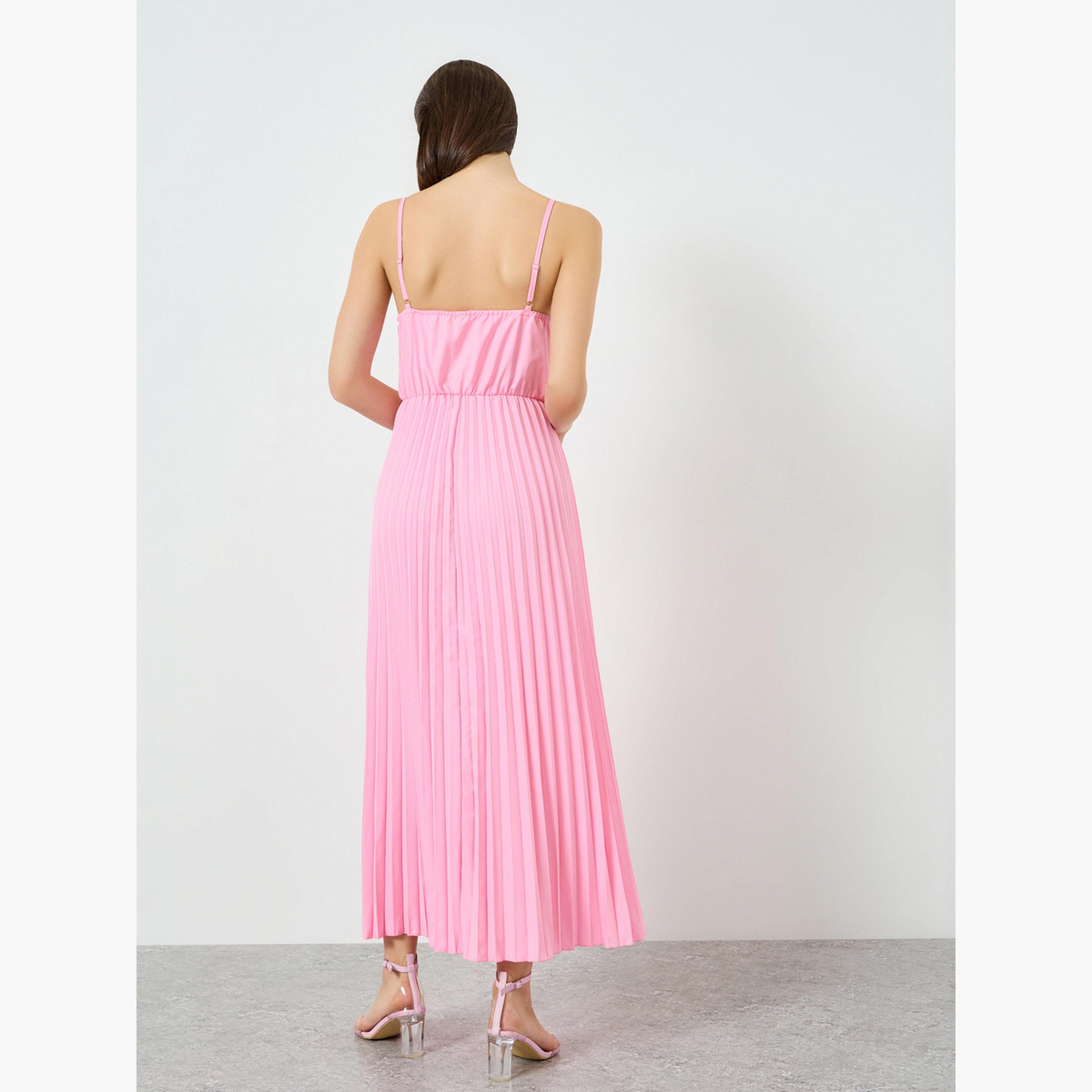 Take Two Women Pink Big Flower Detail Sleeveless Maxi Dress-women-clothing-dresses-image-4