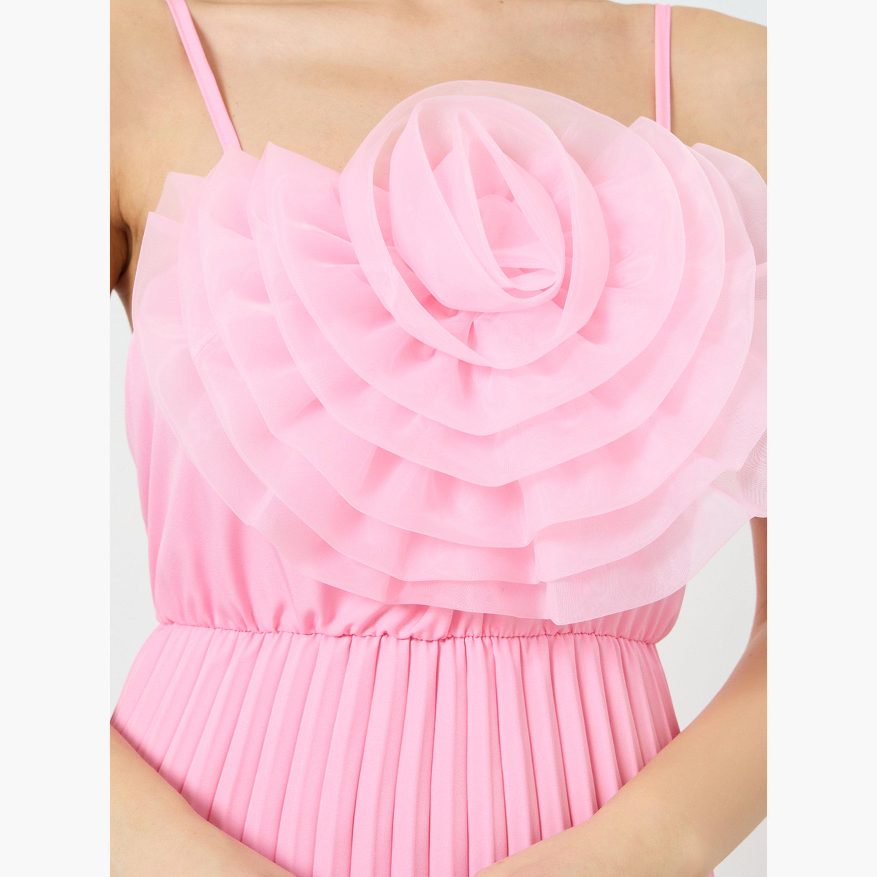 Take Two Women Pink Big Flower Detail Sleeveless Maxi Dress-women-clothing-dresses-image-5