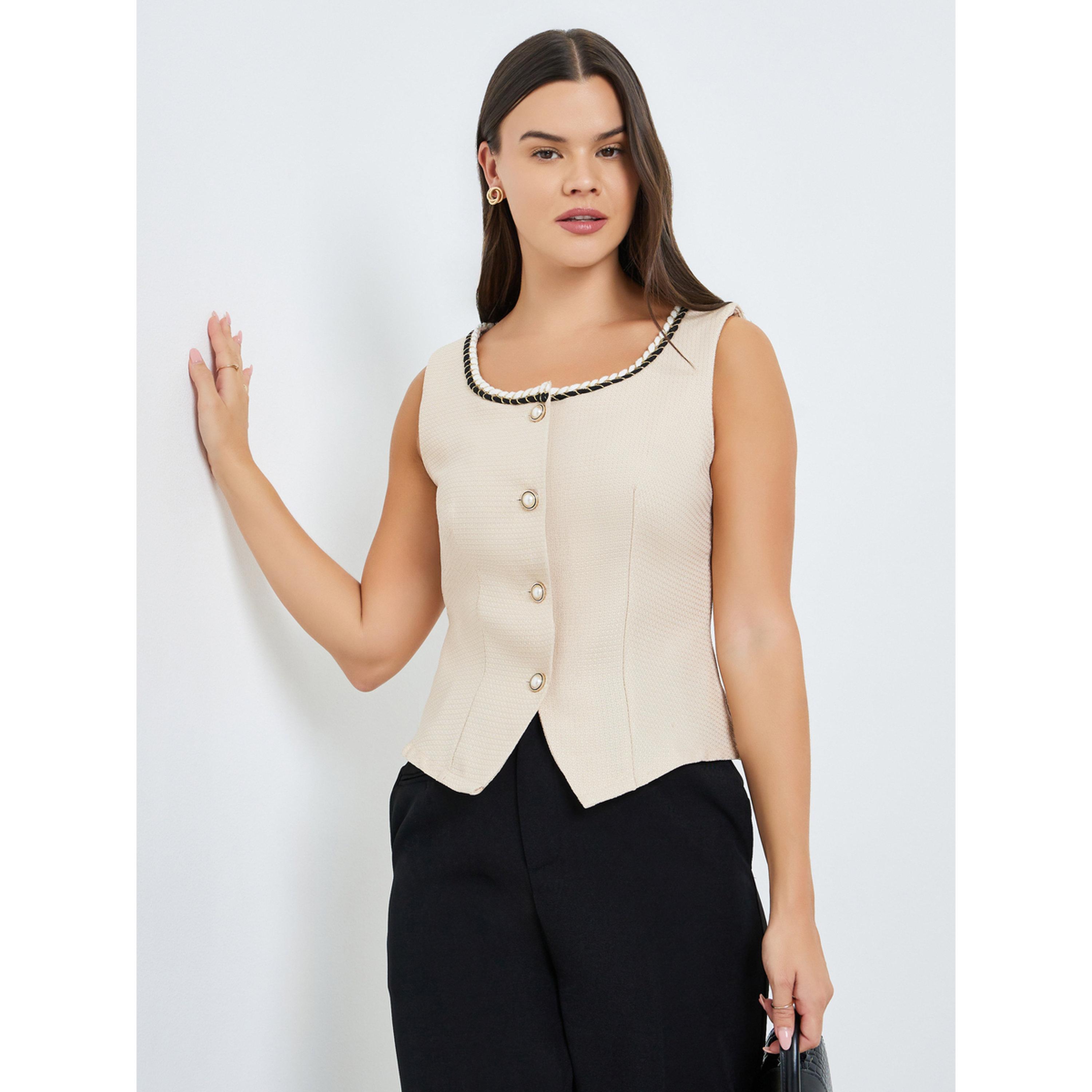 Take Two Women Sleeveless Textured Top with Button Front-women-clothing-shirtsandblouses-blouses-image-1