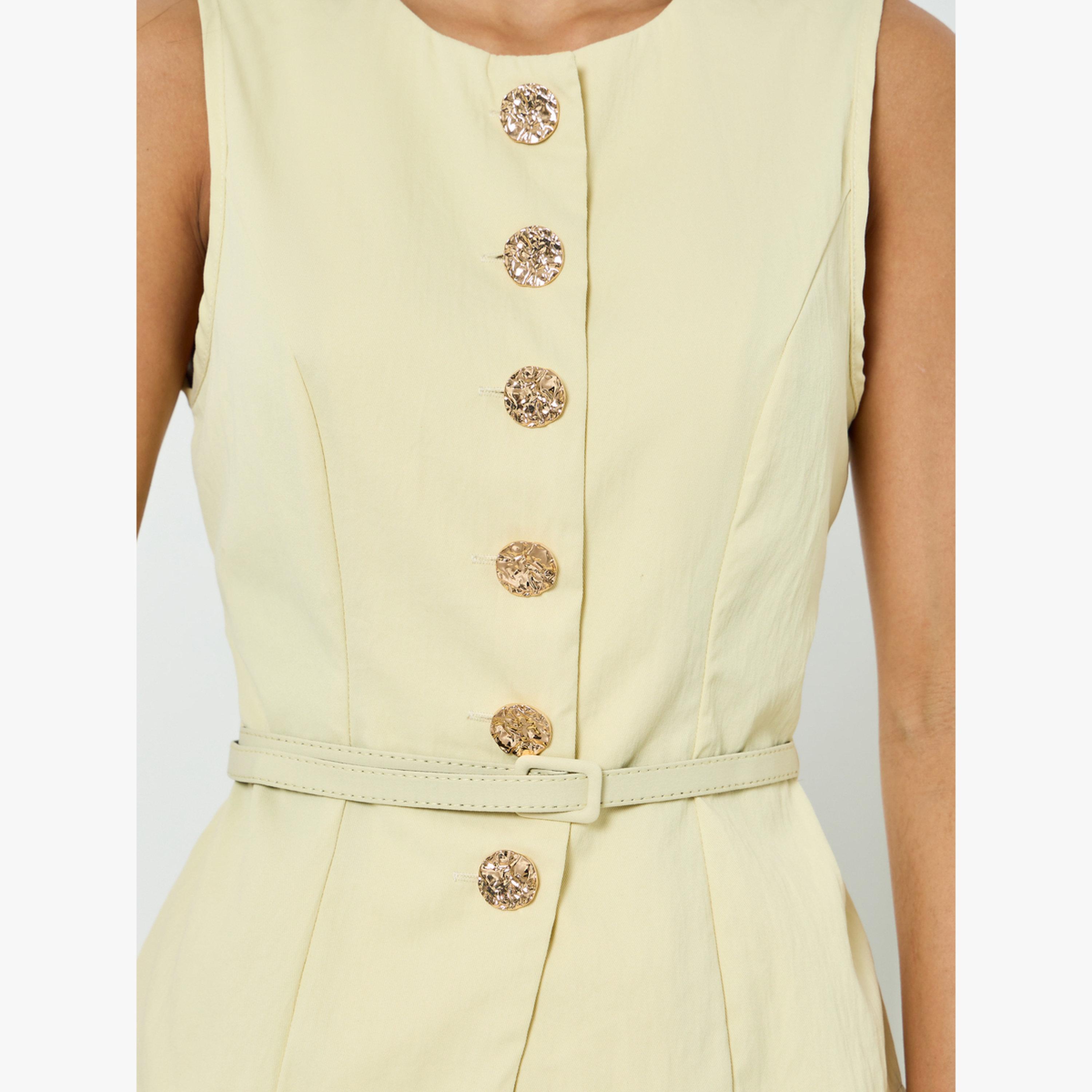 طقم من بلوزة بلا أكمام وتنورة سادة-women-clothing-coordsets-image-5