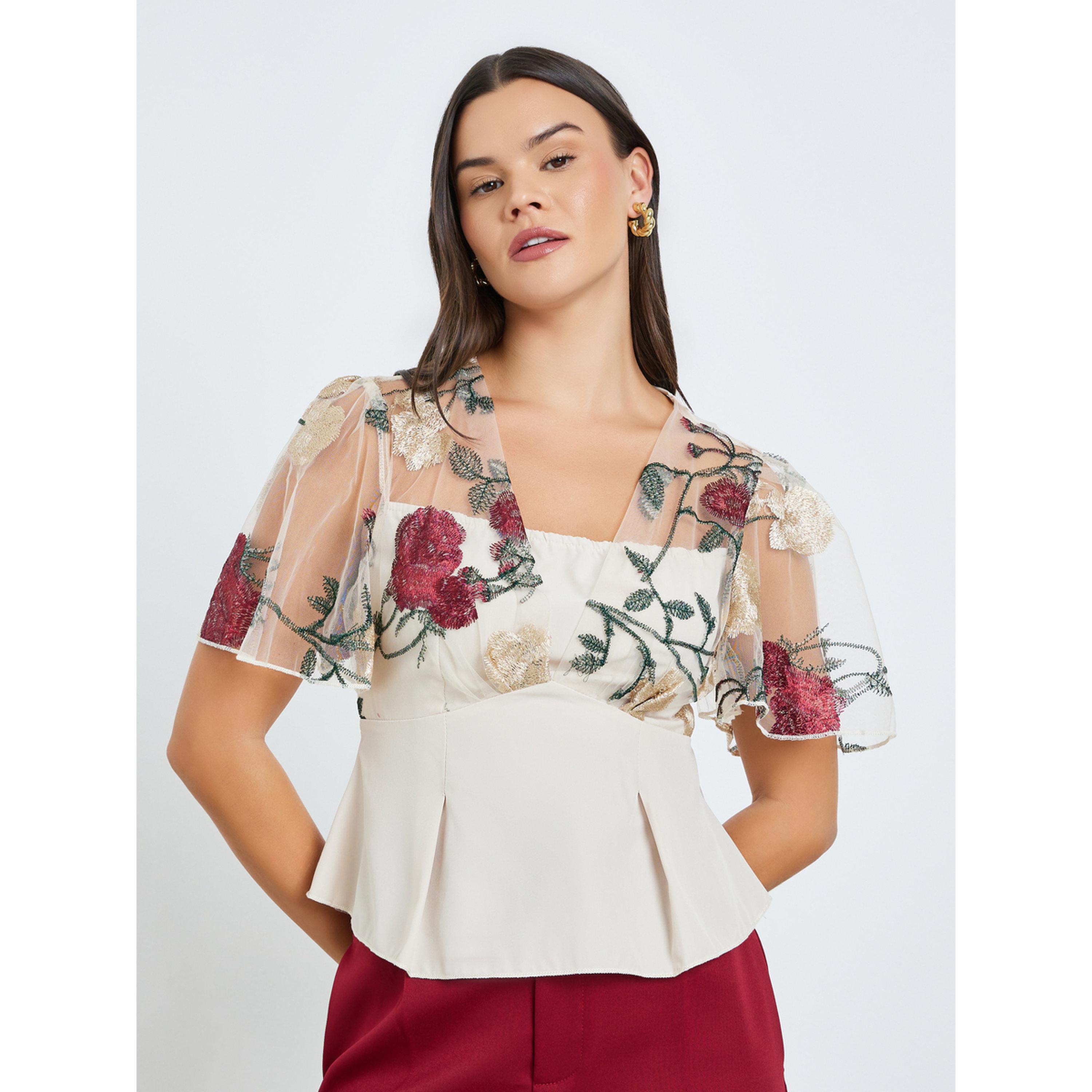 Take Two Women Flower Embroidery Mesh Overlay Top-women-clothing-shirtsandblouses-blouses-image-1