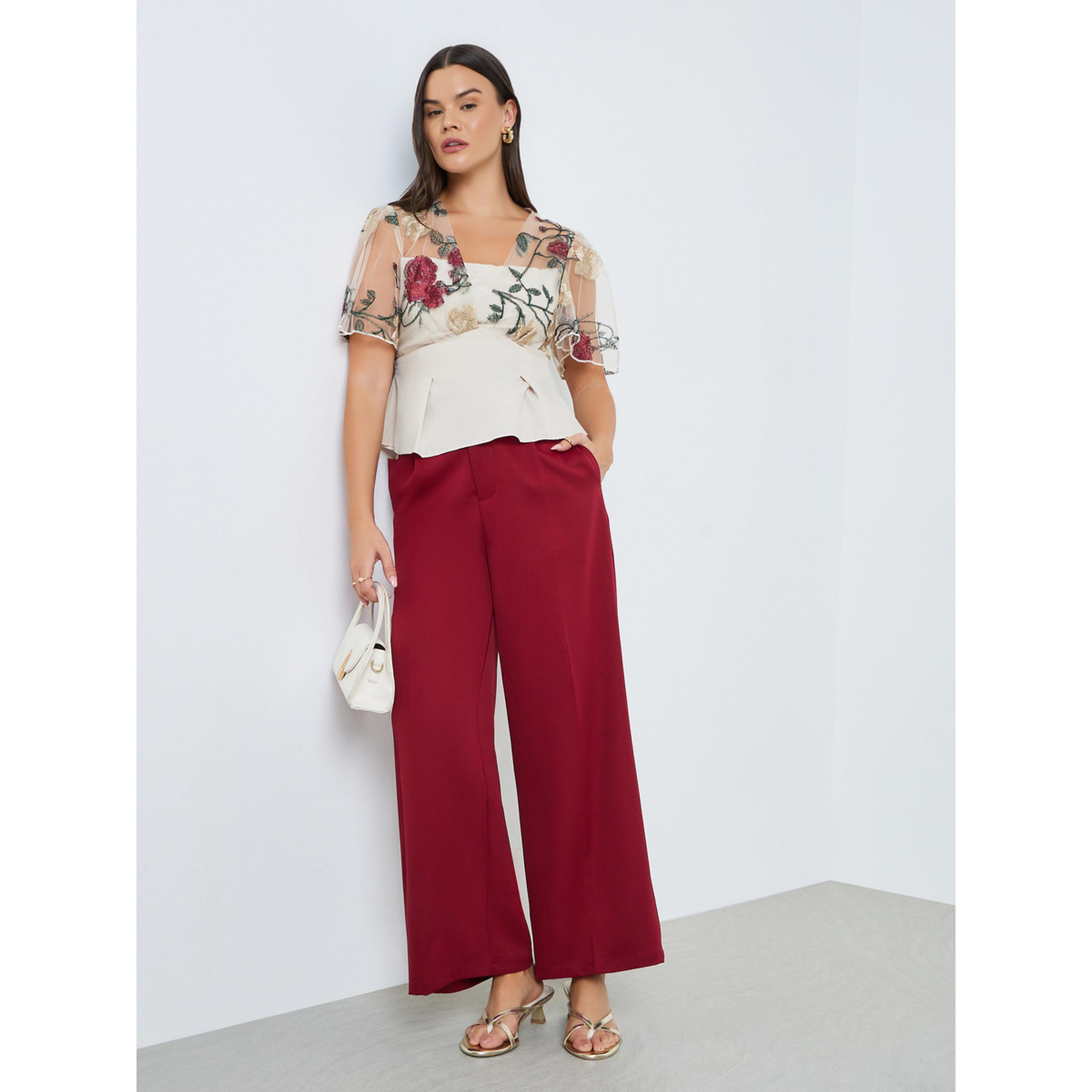 بلوزة بطبقة شبكية وتطريز زهور-women-clothing-shirtsandblouses-blouses-image-2
