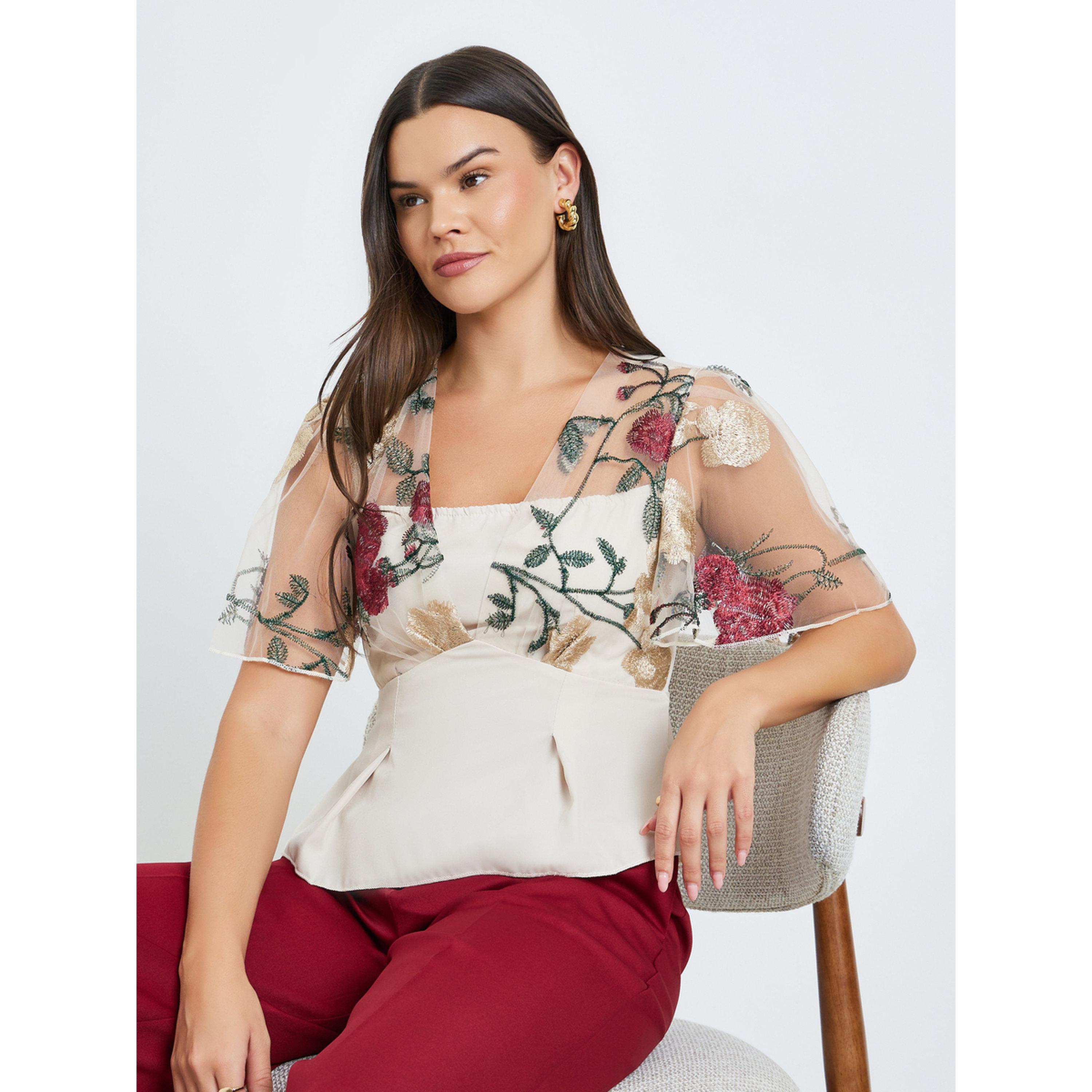 بلوزة بطبقة شبكية وتطريز زهور-women-clothing-shirtsandblouses-blouses-image-3