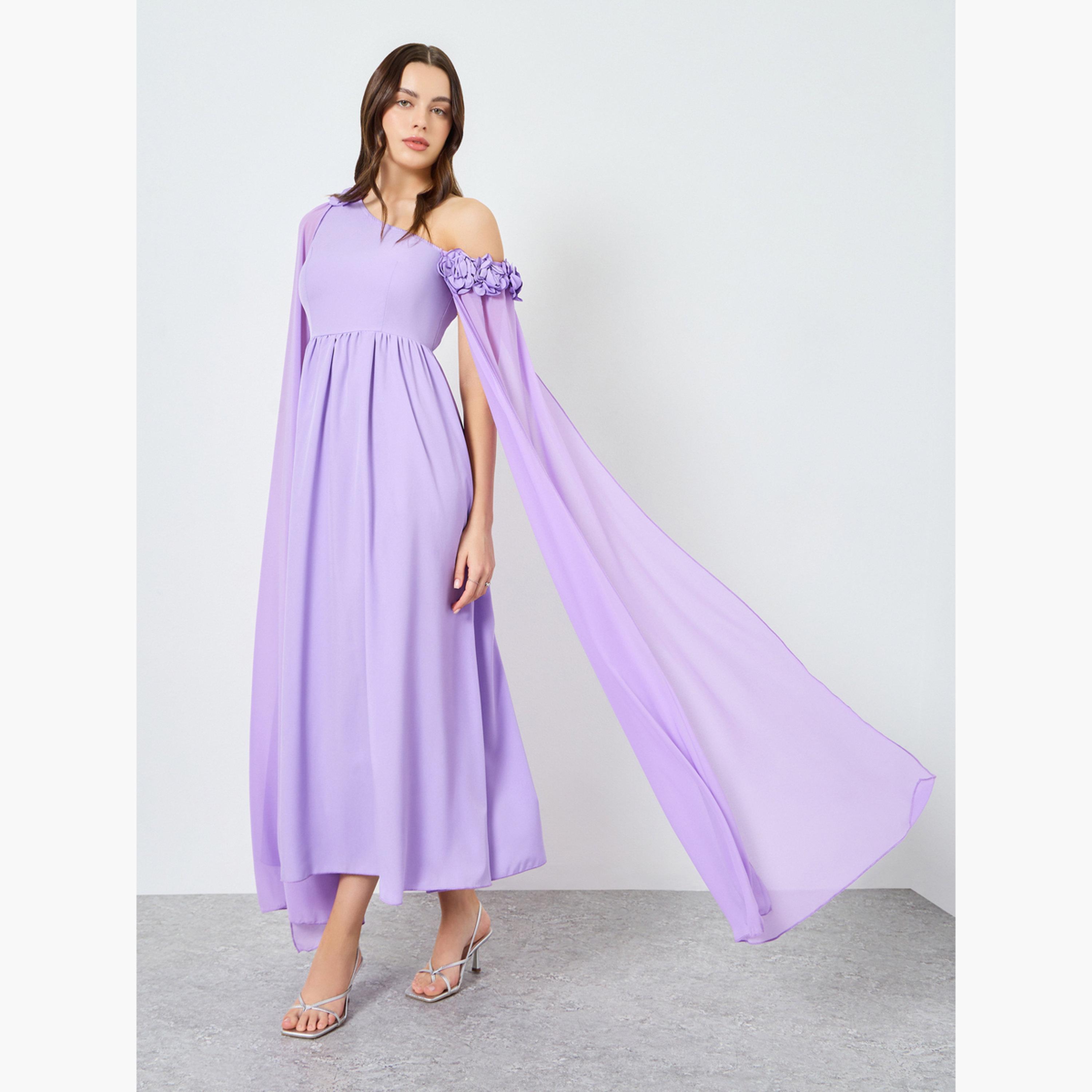 Take Two Women Purple One Shoulder Cape Sleeve Maxi Dress-women-clothing-dresses-image-3