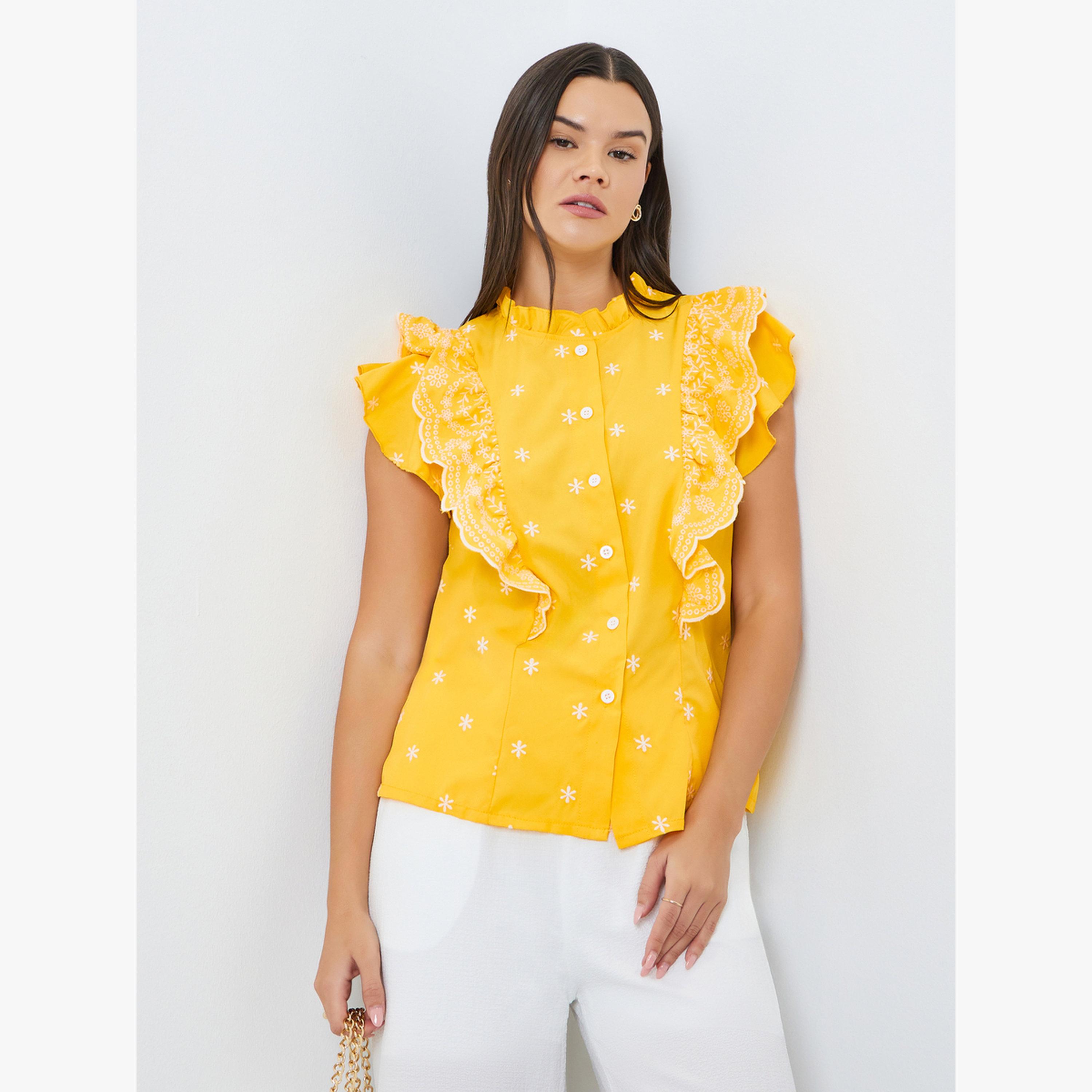 بلوزة بلا أكمام بتطريز وكشكش-women-clothing-shirtsandblouses-blouses-image-1