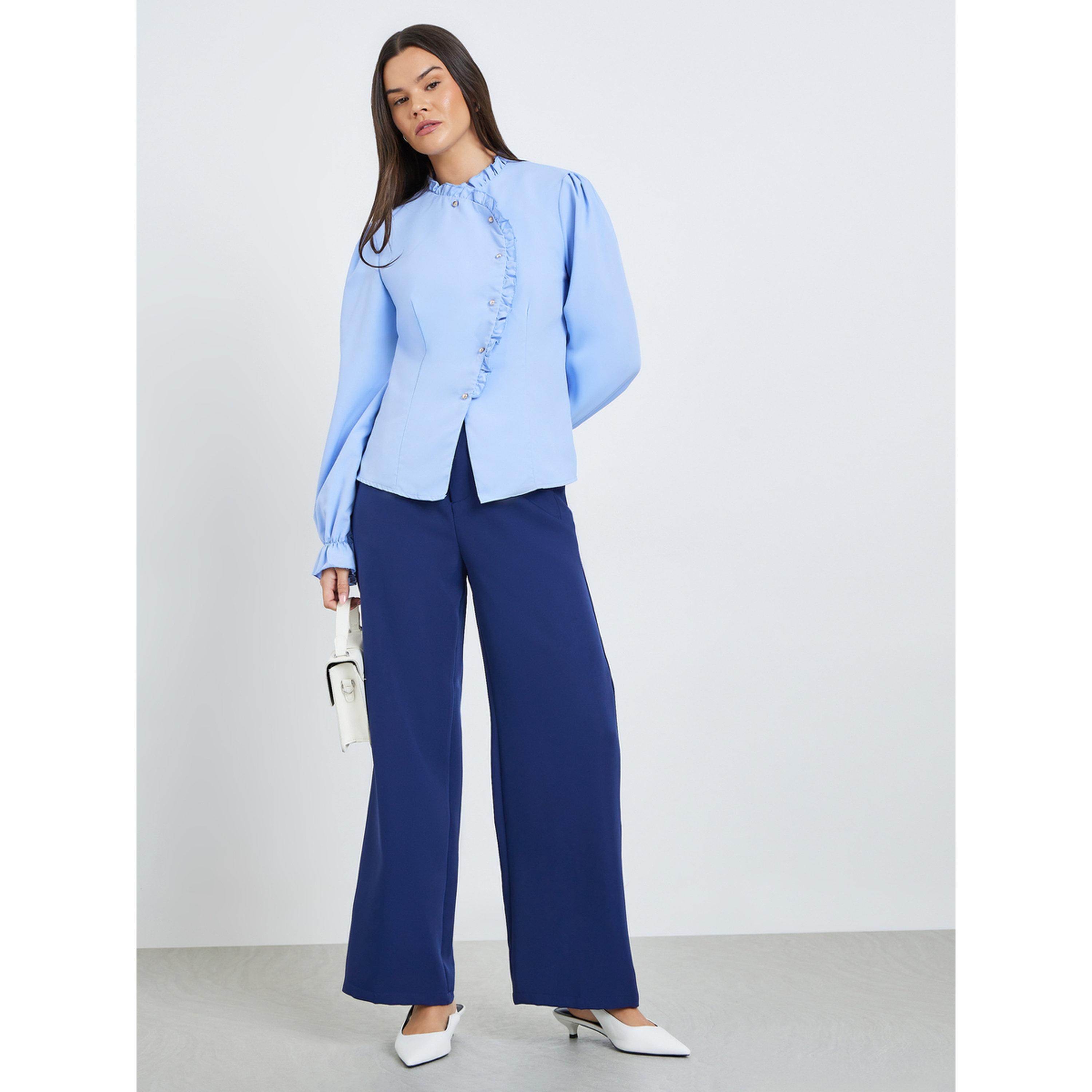 بلوزة بياقة مكشكشة وأزرار أمامية-women-clothing-shirtsandblouses-blouses-image-4