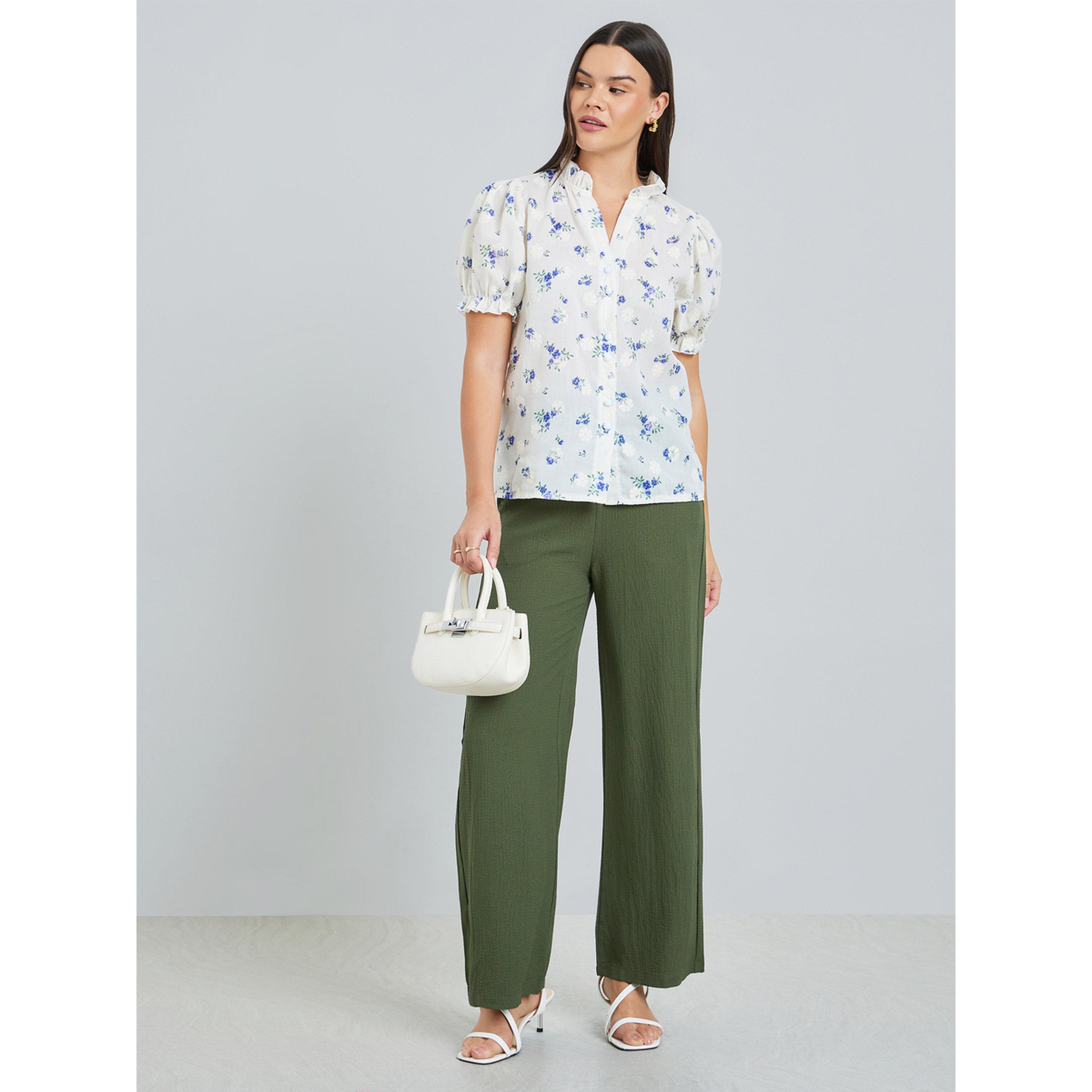 بلوزة بياقة مكشكشة وطبعة زهور-women-clothing-shirtsandblouses-blouses-image-2