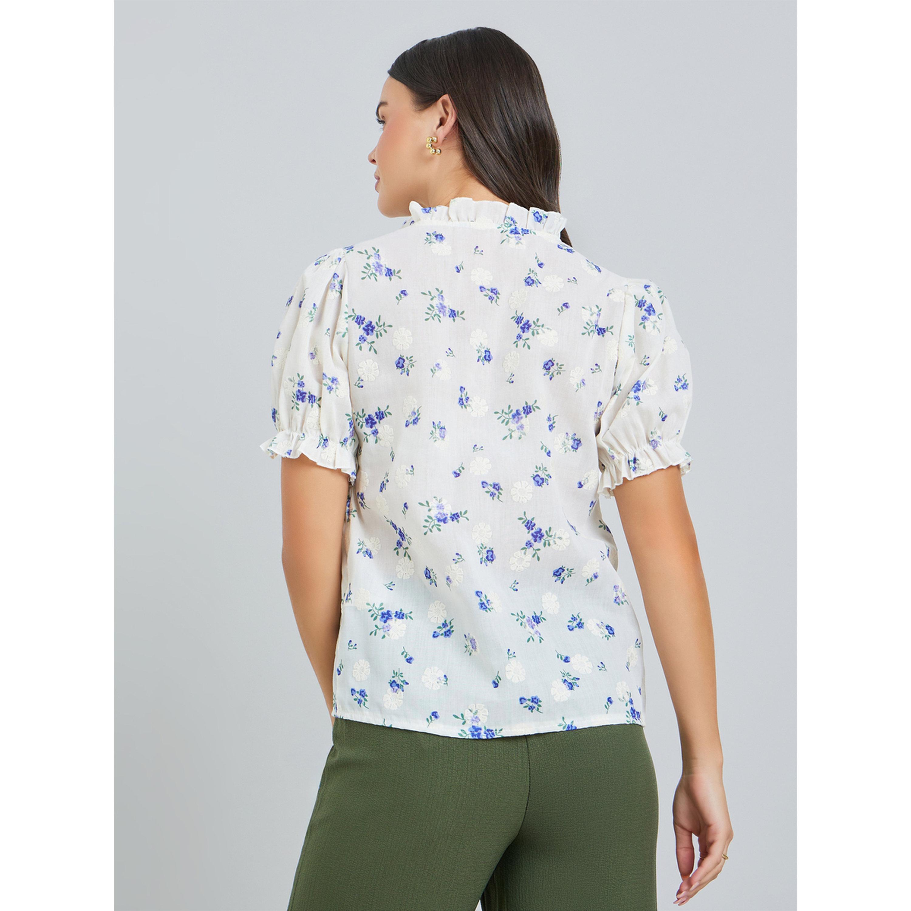 بلوزة بياقة مكشكشة وطبعة زهور-women-clothing-shirtsandblouses-blouses-image-5