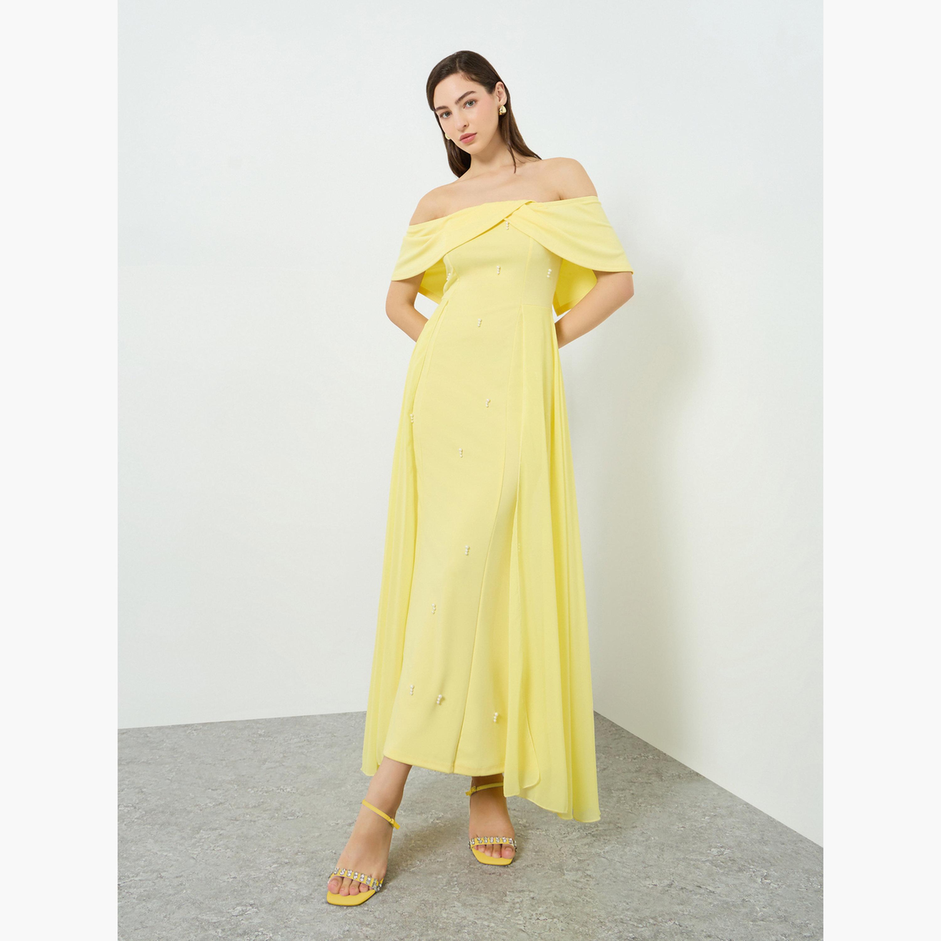 فستان طويل مزين بآلئ صناعية للنساء-women-clothing-dresses-image-3