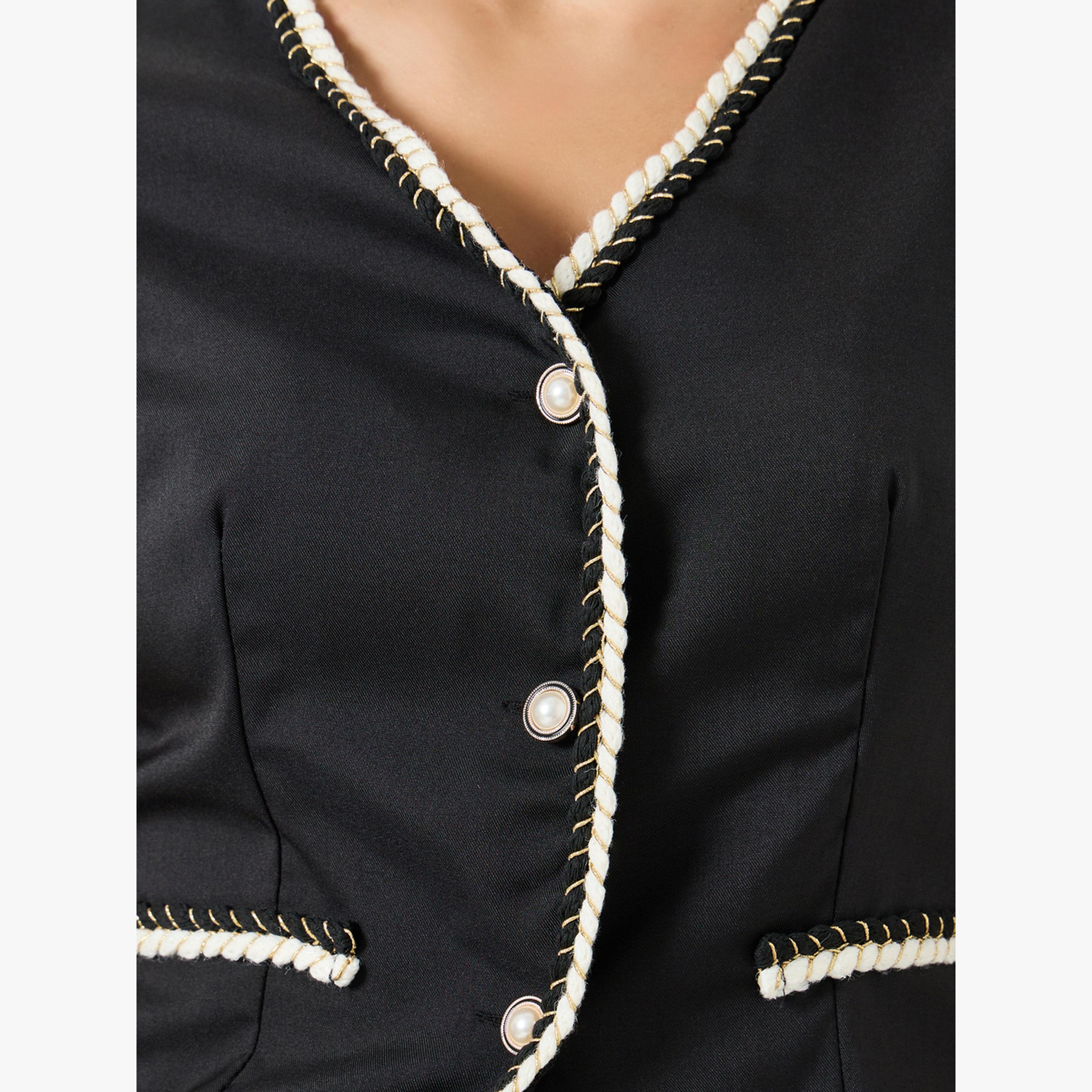 طقم منسق من بنطال بأرجل مستقيمة وبلوزة بأزرار أمامية-women-clothing-coordsets-image-6