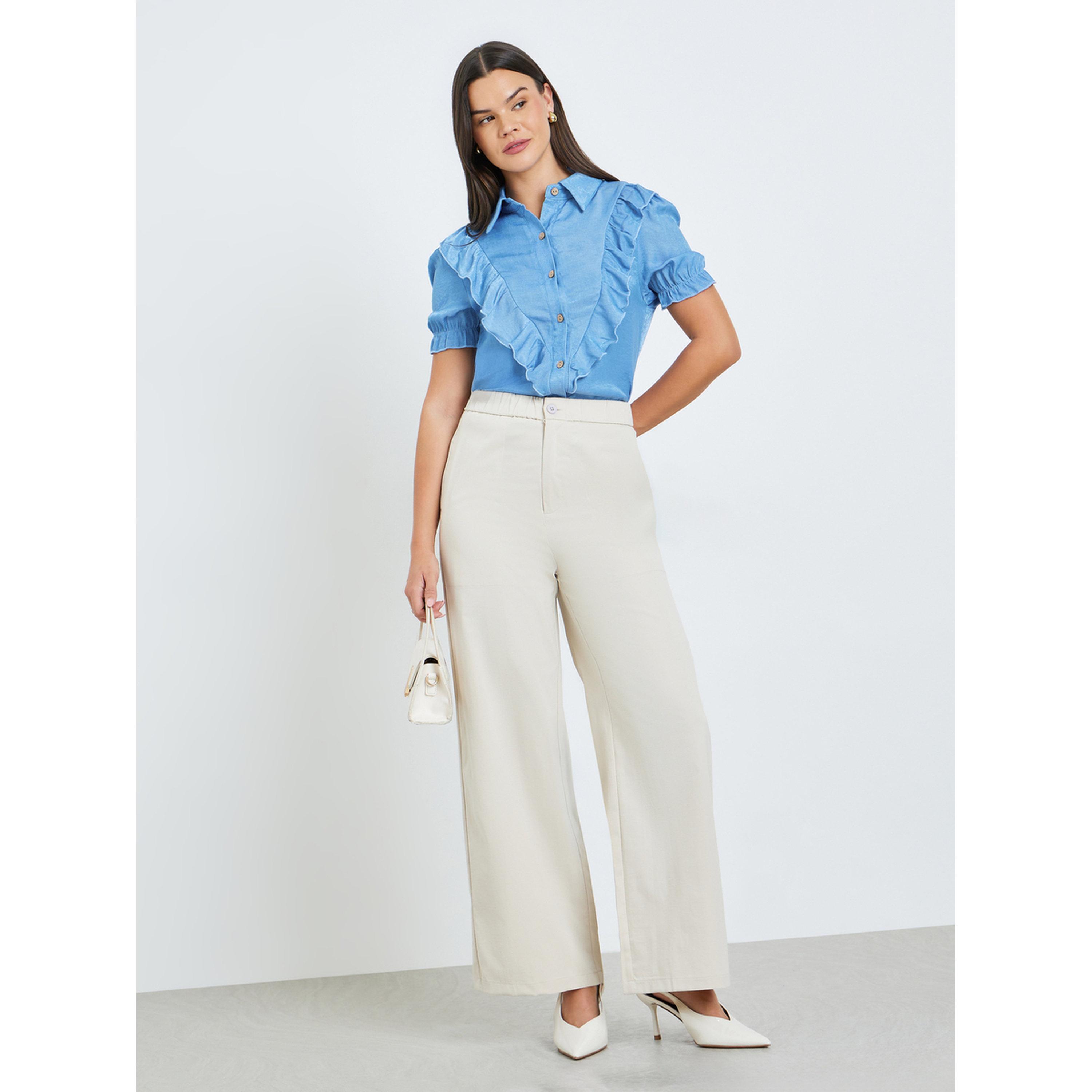 Take Two Women Ruffle Detail Short Sleeve Shirt-women-clothing-shirtsandblouses-shirts-image-2