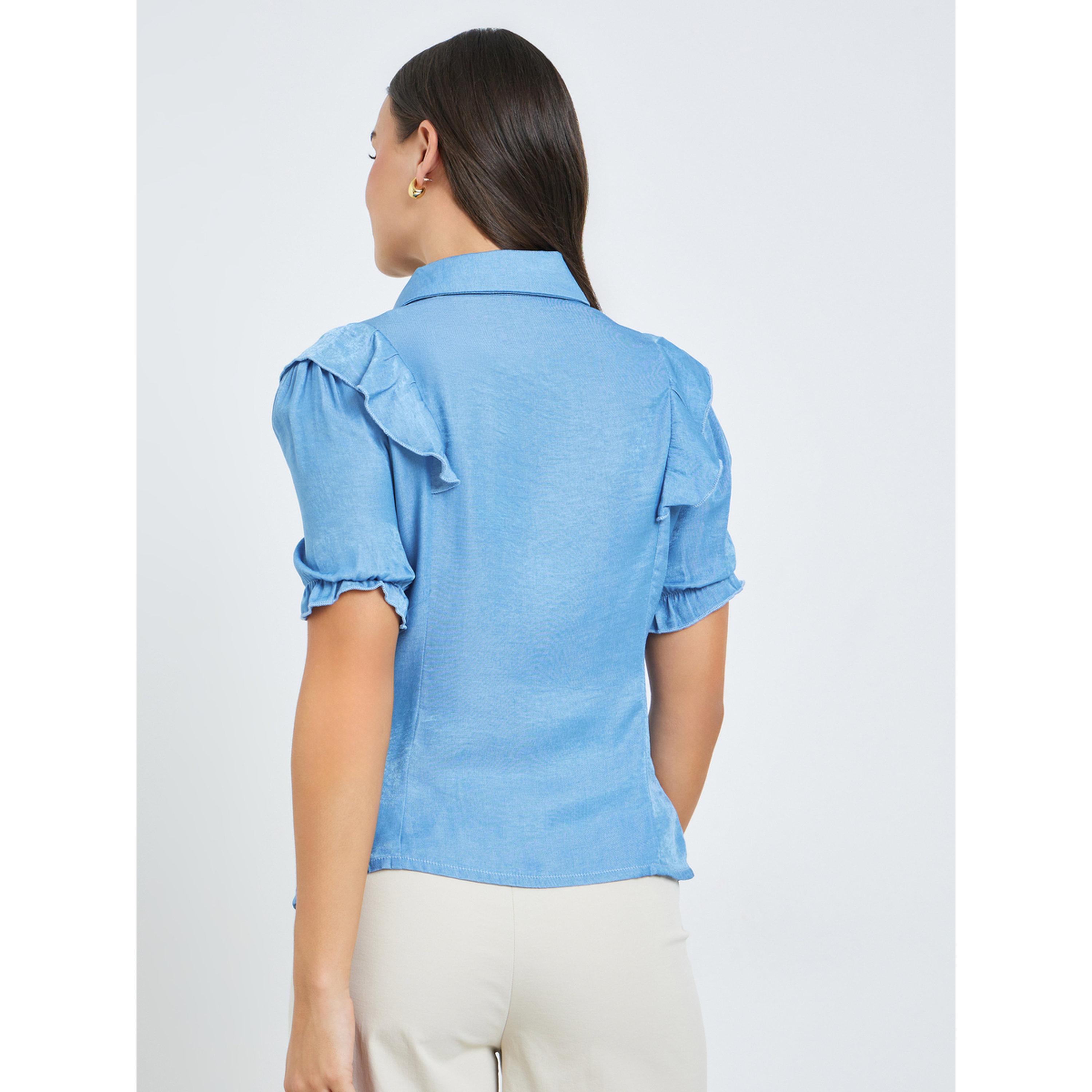 بلوزة بأكمام قصيرة وتفاصيل كشكش-women-clothing-shirtsandblouses-shirts-image-4