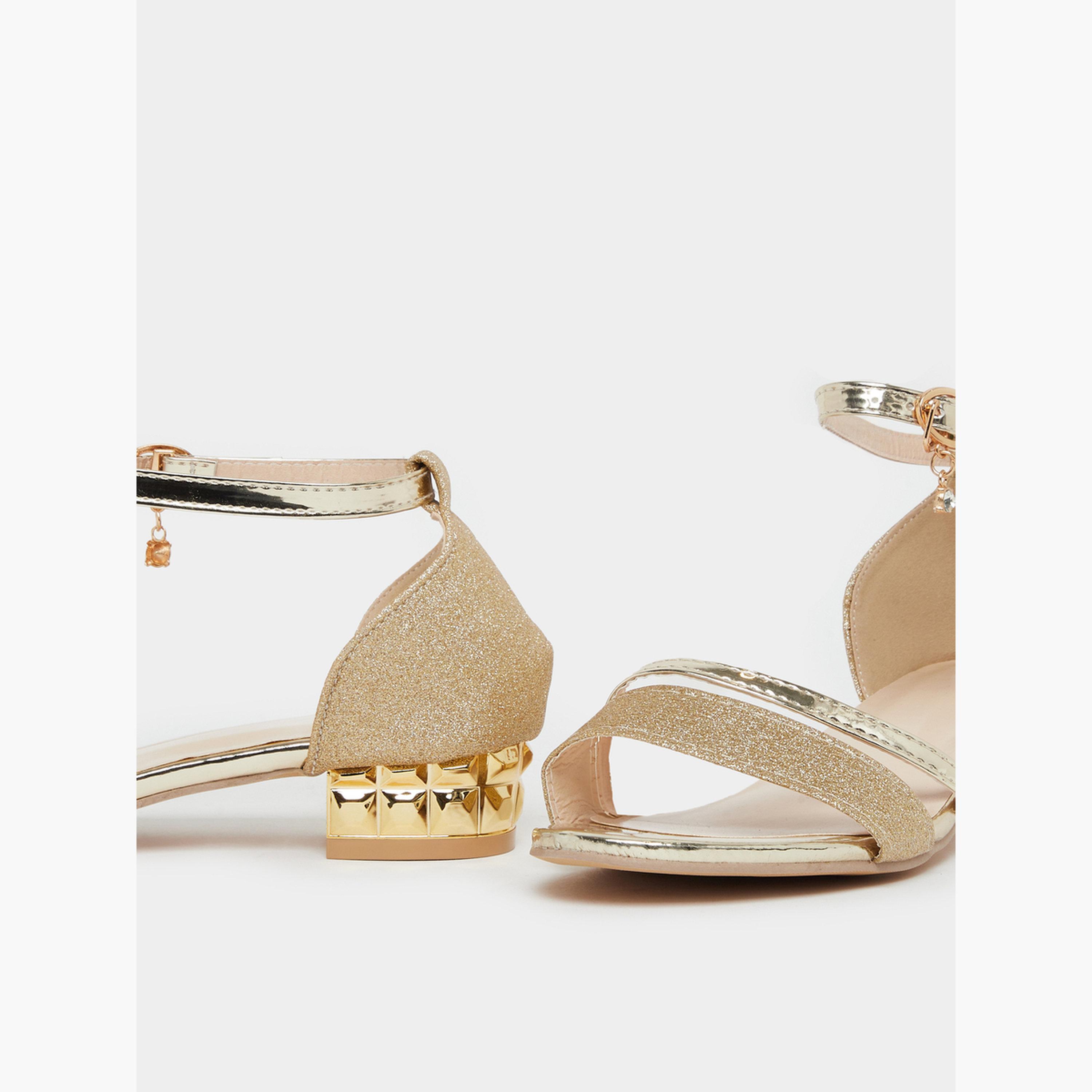 Take Two Gold Shimmering Low Heel Sandals-women-shoes-sandals-flats-image-3