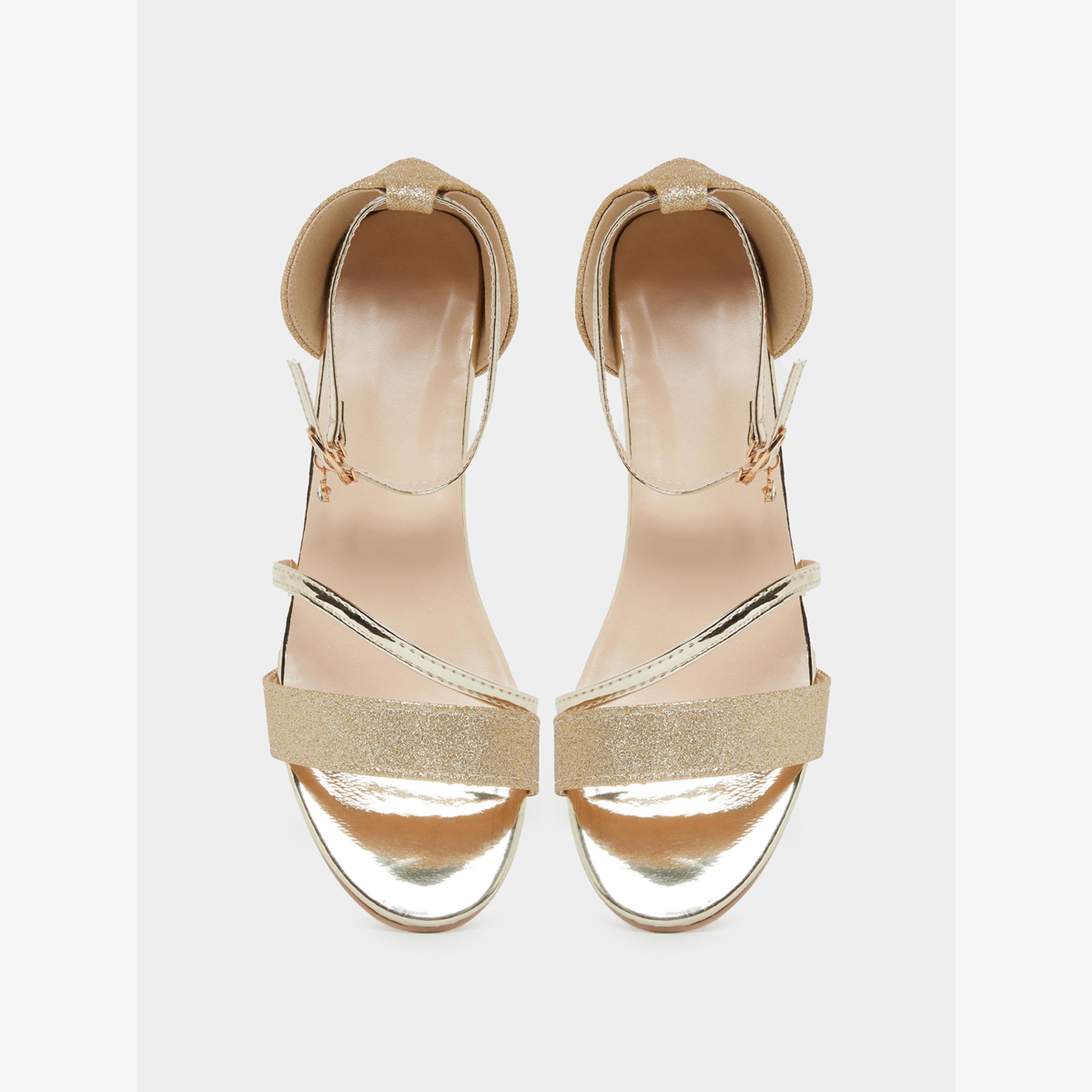 Take Two Gold Shimmering Low Heel Sandals-women-shoes-sandals-flats-image-5