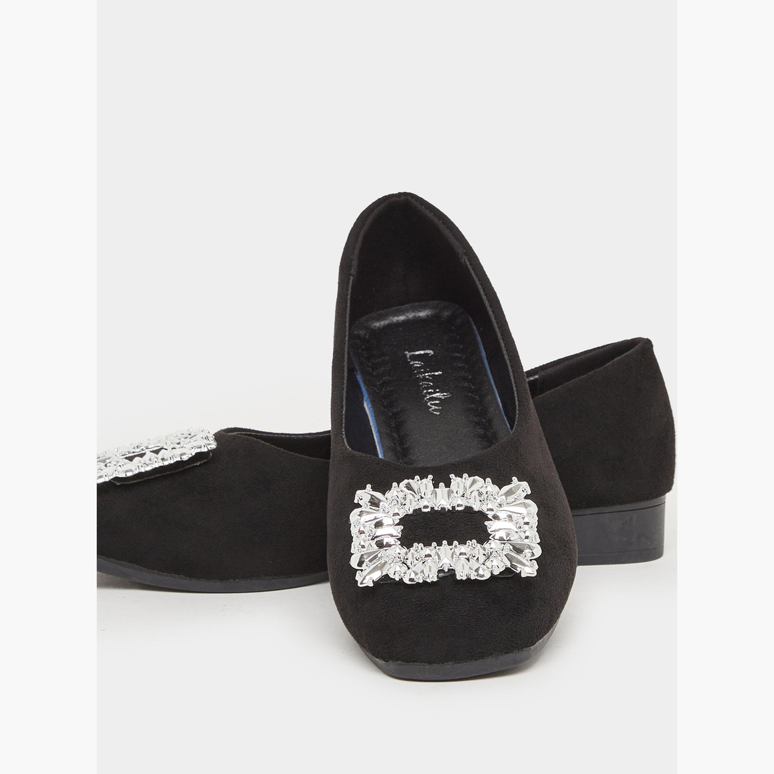 حذاء فلات شمواه بإبزيم كريستال-women-shoes-flats-loafers-image-3