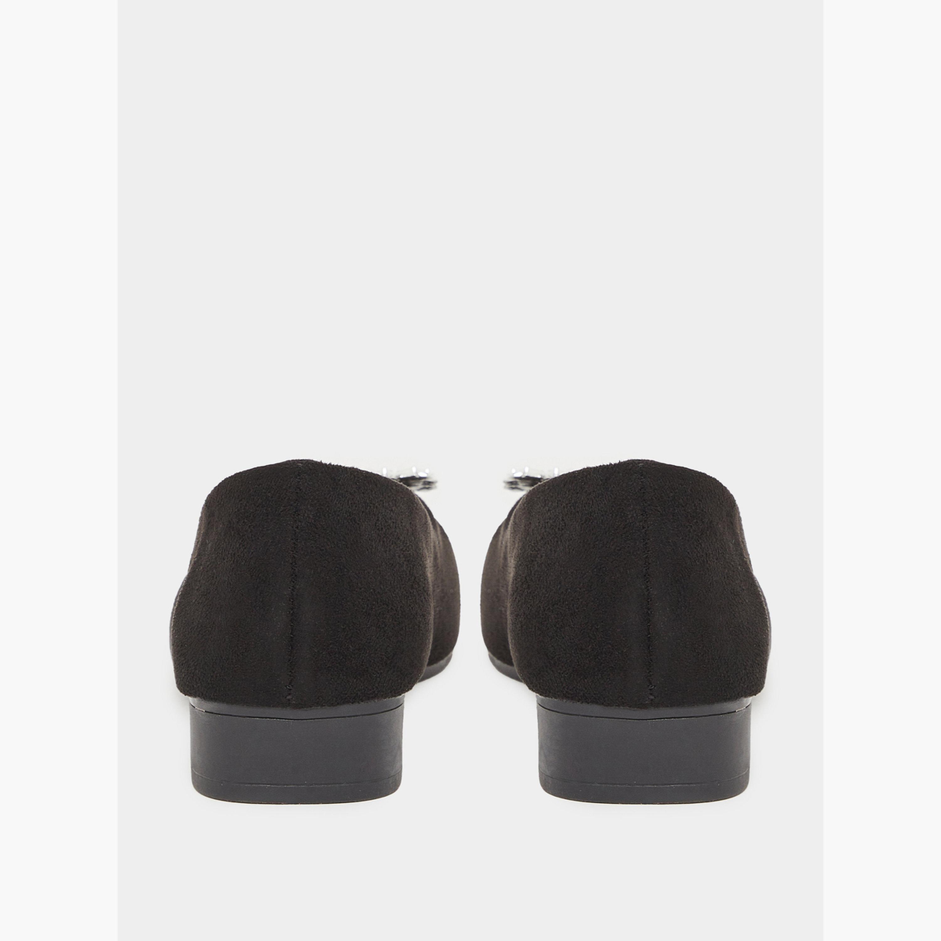 Take Two Black Suede Flat Shoes with Crystal Buckle-women-shoes-flats-loafers-image-4